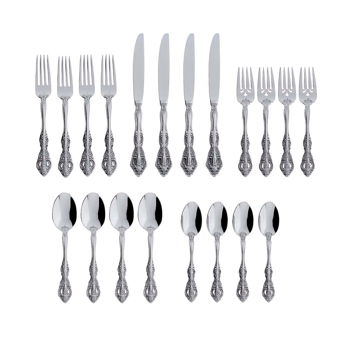 Michelangelo 20-Piece Stainless Steel Flatware Set - Elegant Silverware for Dining, Kitchen & Entertaining - Perfect for Dinner Parties, Weddings & Everyday Use
