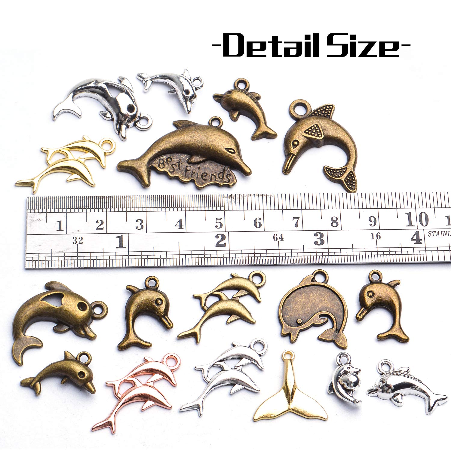 100g Mixed Style Dolphin Charms for Jewelry Making - DIY Pendants for Earrings, Bracelets & Necklaces - Perfect for Crafting, Gifts and Beach-Themed Accessories