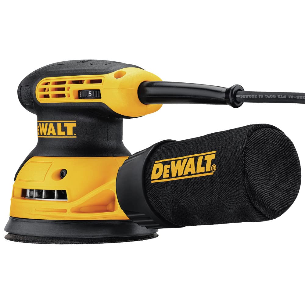 DEWALT 5-Inch Variable Speed Orbital Sander Kit with Dust Extraction (DWE6423K) - Perfect for Woodworking, Sanding, and DIY Home Projects