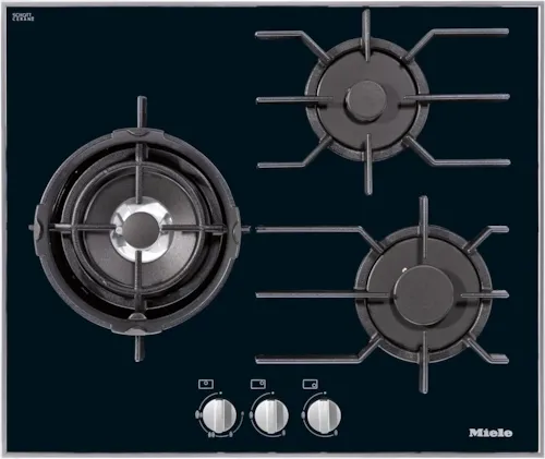 Miele 62.6cm Gas Cooktop KM 3014 with Dual Wok Burner - Professional Stainless Steel Gas Stove for Asian Cooking, Stir Fry & High Heat Searing - Perfect for Home Chefs & Commercial Kitchens