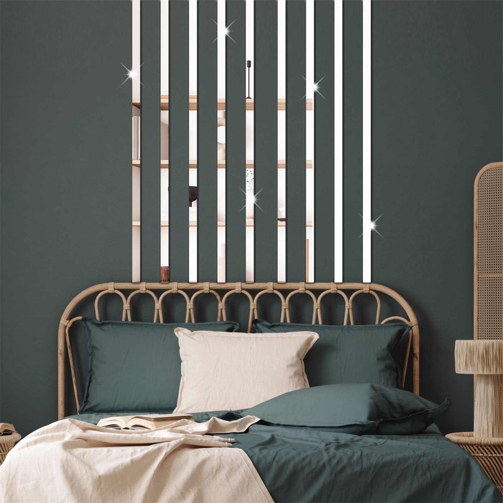 3D Striped Acrylic Mirror Wall Stickers - Peel & Stick Removable Geometric Mirror Decals for Living Room, Bedroom, Bathroom & Office Decor | Modern Wall Art for Home & Commercial Spaces