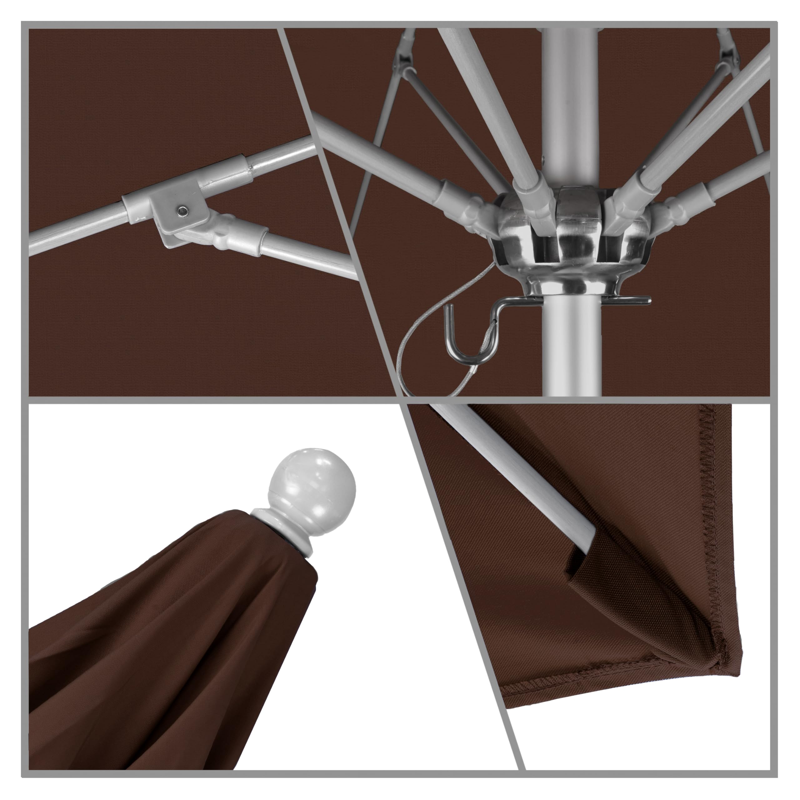 California Umbrella 9' Round Patio Umbrella with Aluminum/Fiberglass Frame - Push Button Tilt Mechanism, Silver Pole - Perfect for Outdoor Dining, Poolside Lounging & Backyard Relaxation