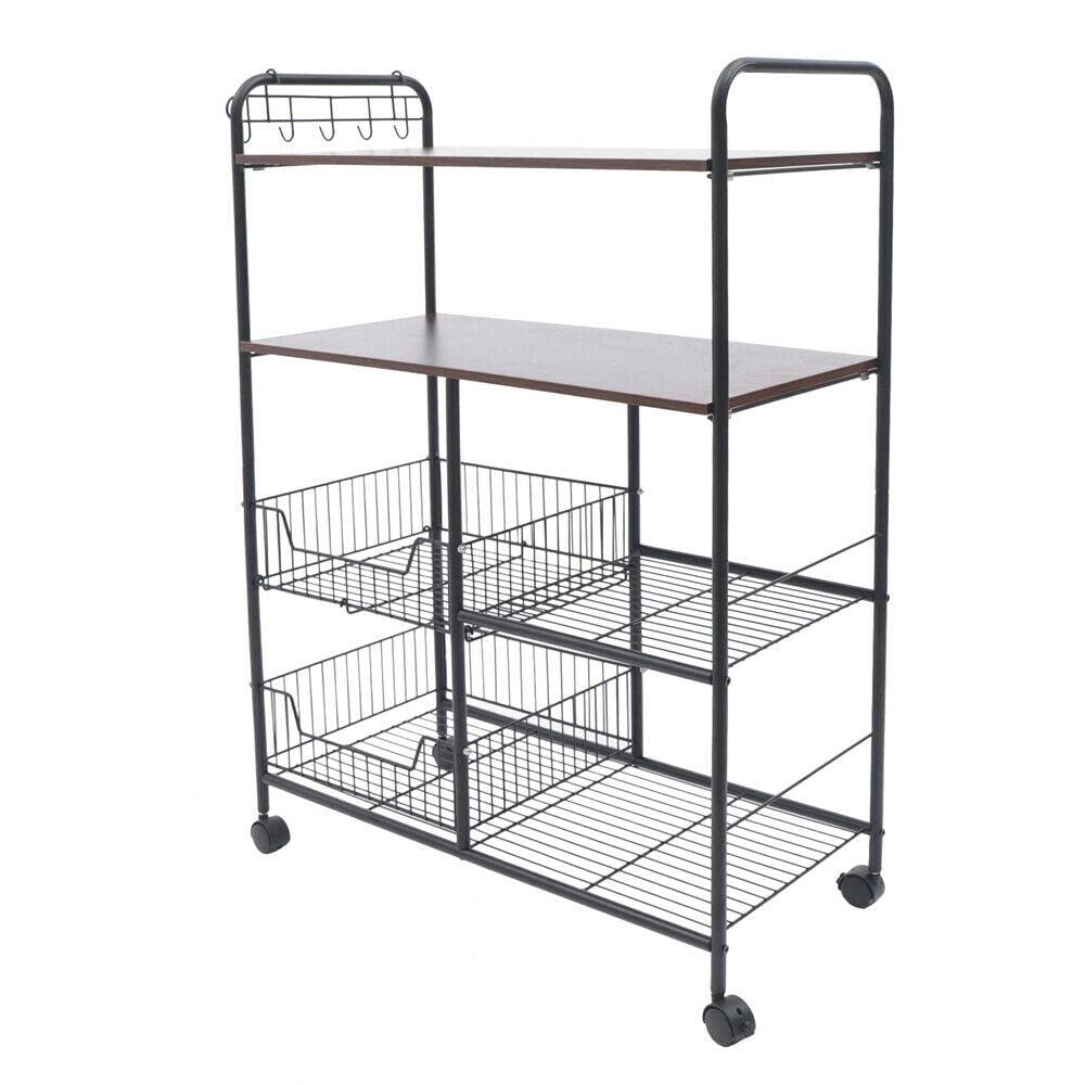4-Tier Microwave Stand with Storage Shelf - Durable Kitchen Organizer for Microwave Oven, Spices & Cookware - Perfect for Small Kitchens, Apartments & Dorm Rooms