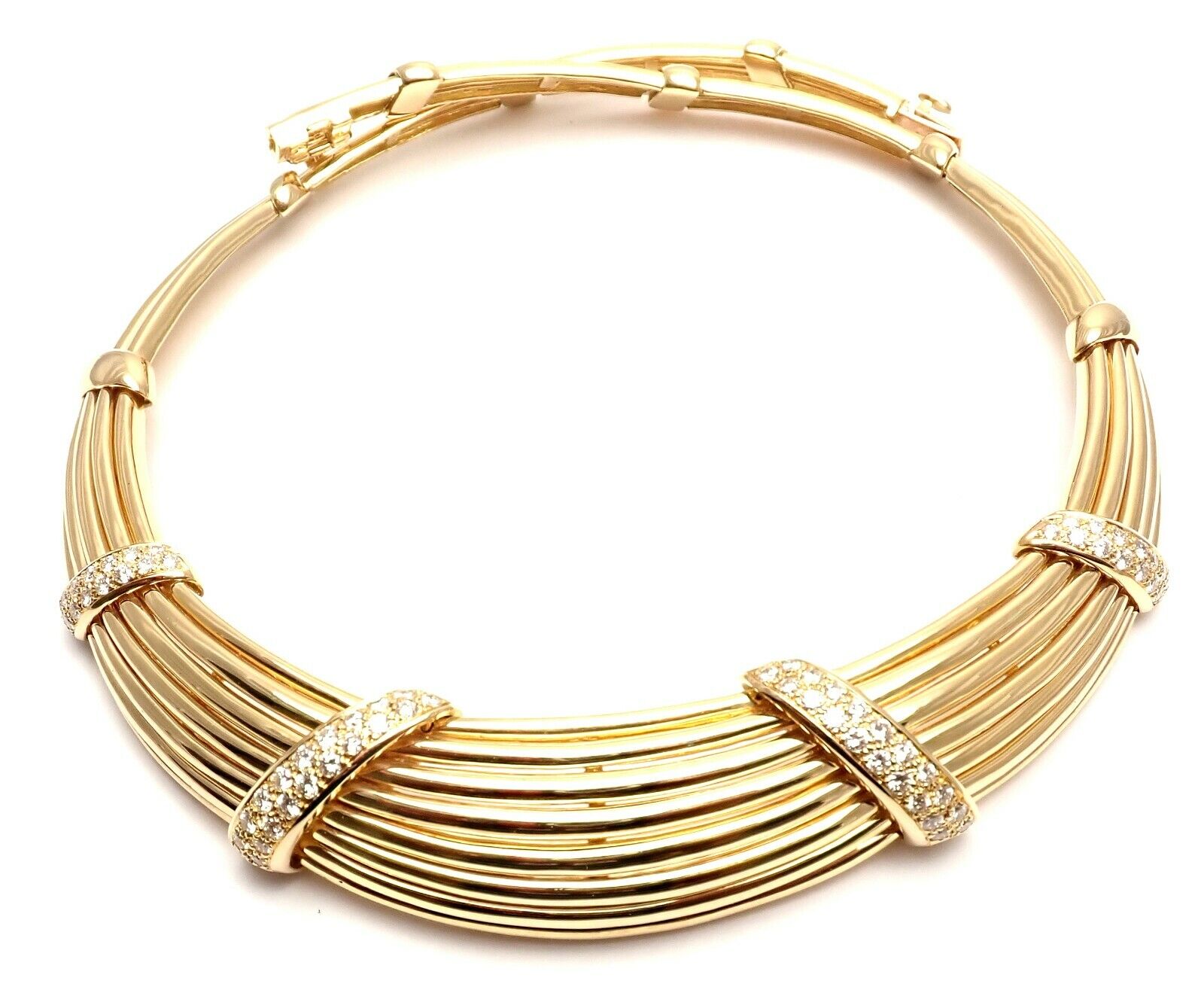 Authentic Van Cleef & Arpels 18K Yellow Gold Diamond Choker Necklace | Vintage Luxury Jewelry for Women | Perfect for Weddings, Anniversaries & Special Occasions