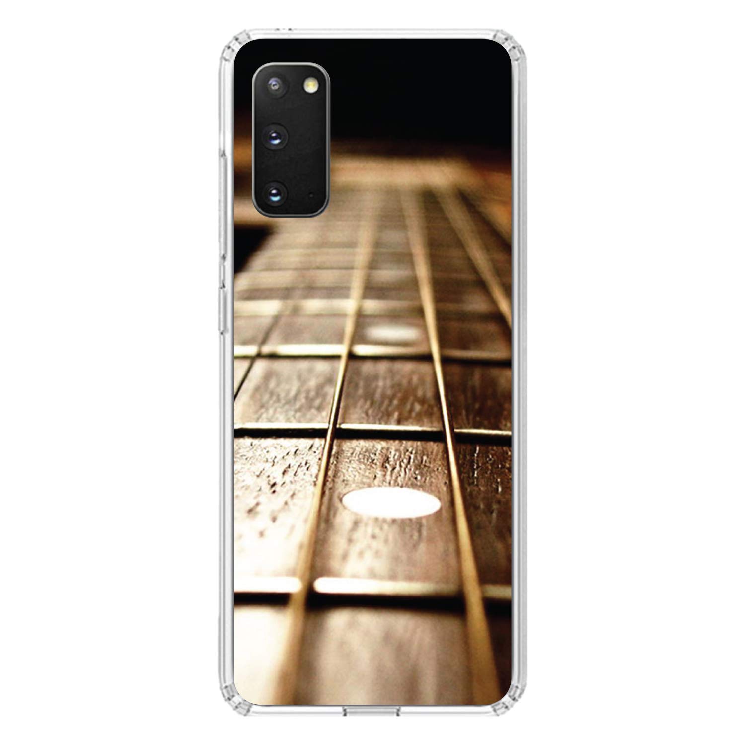 Premium Clear Shockproof Hybrid Case for Samsung Galaxy S20 & S20 5G (6.2 Inch) - Slim TPU Bumper + Scratch-Resistant Acrylic Back with Tempered Glass Screen Protector - Guitar Strings Design - Perfect for Outdoor Activities & Daily Protection