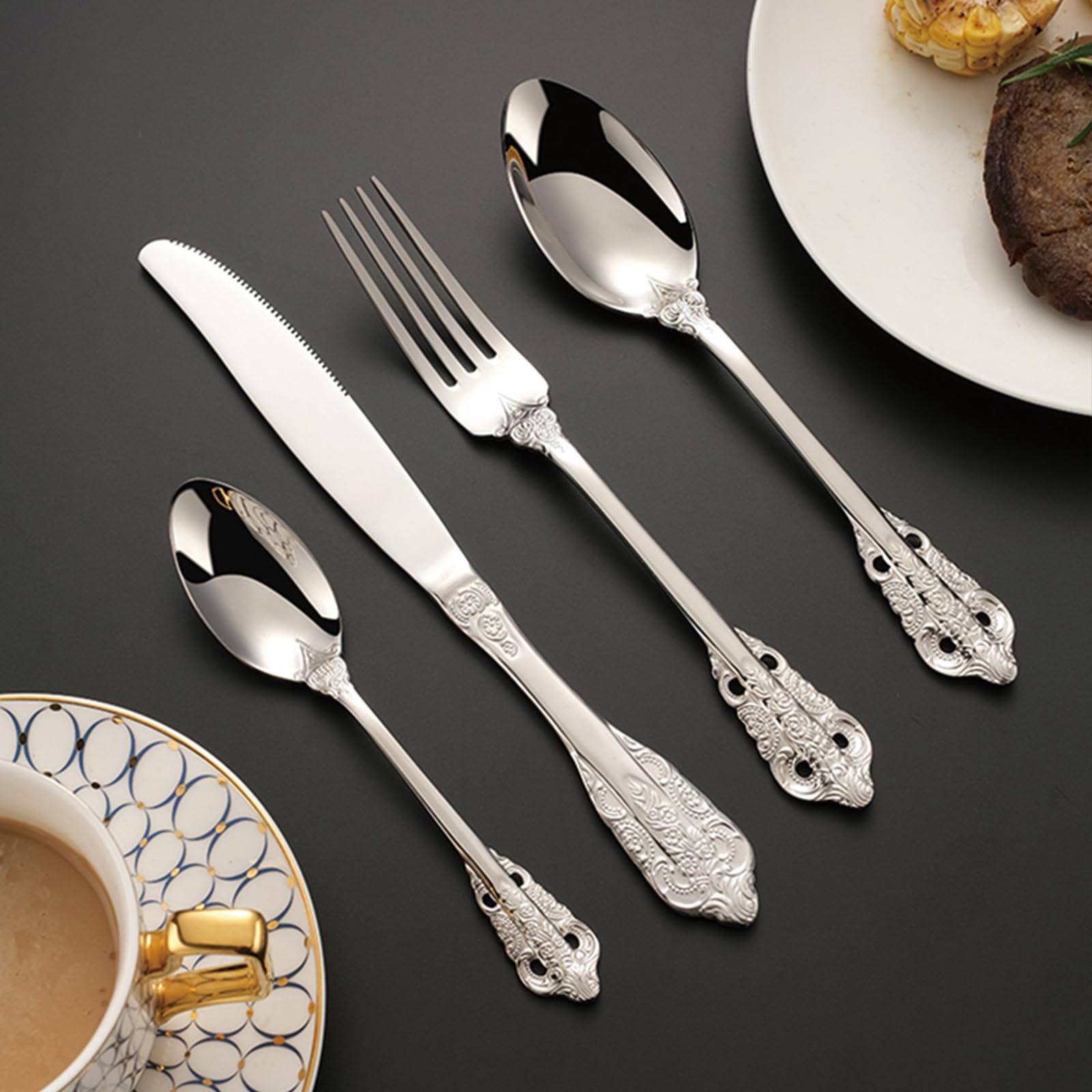 60-Piece Stainless Steel Flatware Set for 12 - Premium Silverware Cutlery Set for Home & Restaurant Use - Durable Kitchen Utensils for Everyday Dining, Dinner Parties & Catering Events