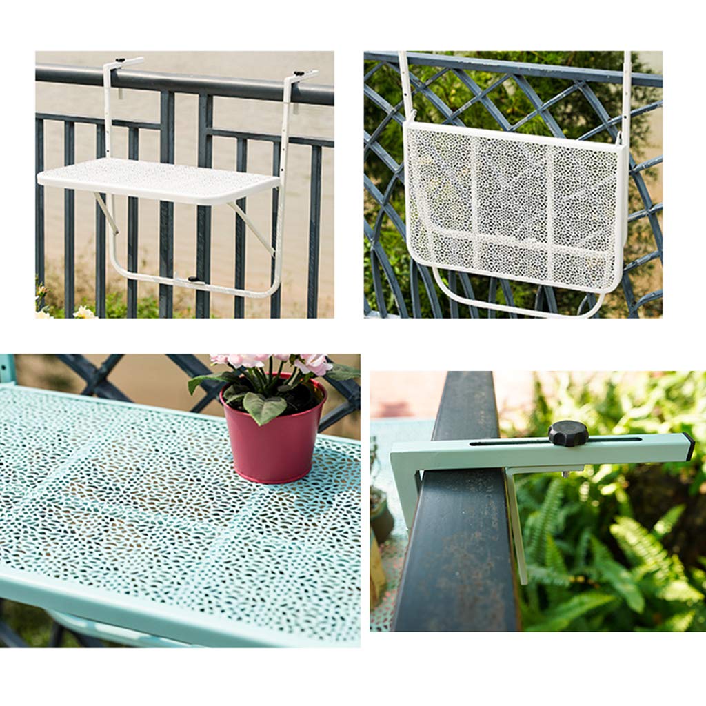 Foldable Outdoor Hanging Table for Balcony Railing - Durable Wrought Iron Patio Dining Table | Perfect for Small Space Dining, Garden Relaxation & Apartment Living