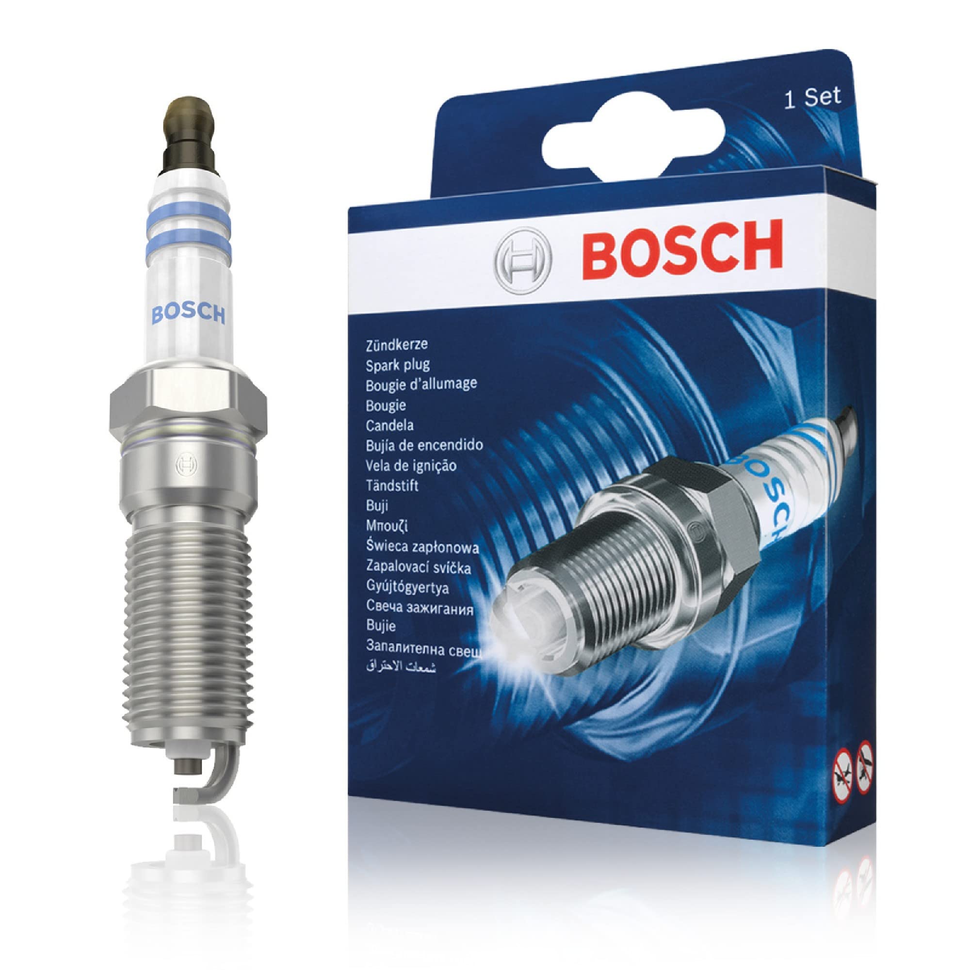 Bosch HR8MCV Spark Plugs - Set of 4 Nickel Plugs for High Performance Engines - Perfect for Cars, Trucks & Motorcycles