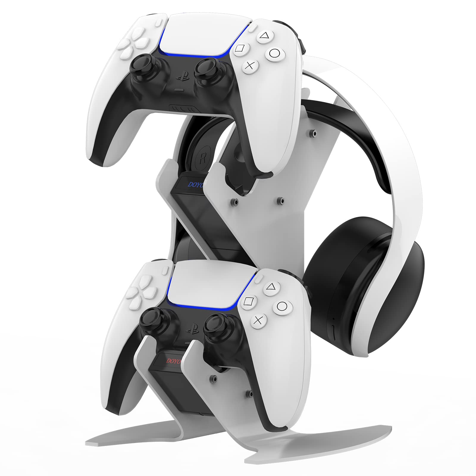 PS5 Controller Charger Dock & Headset Stand - Dual USB Charging Station for Sony Playstation 5 with Fast 2-Hour Charging & LED Indicator - Perfect for Gaming Setup and Organized Playstation Accessories Storage