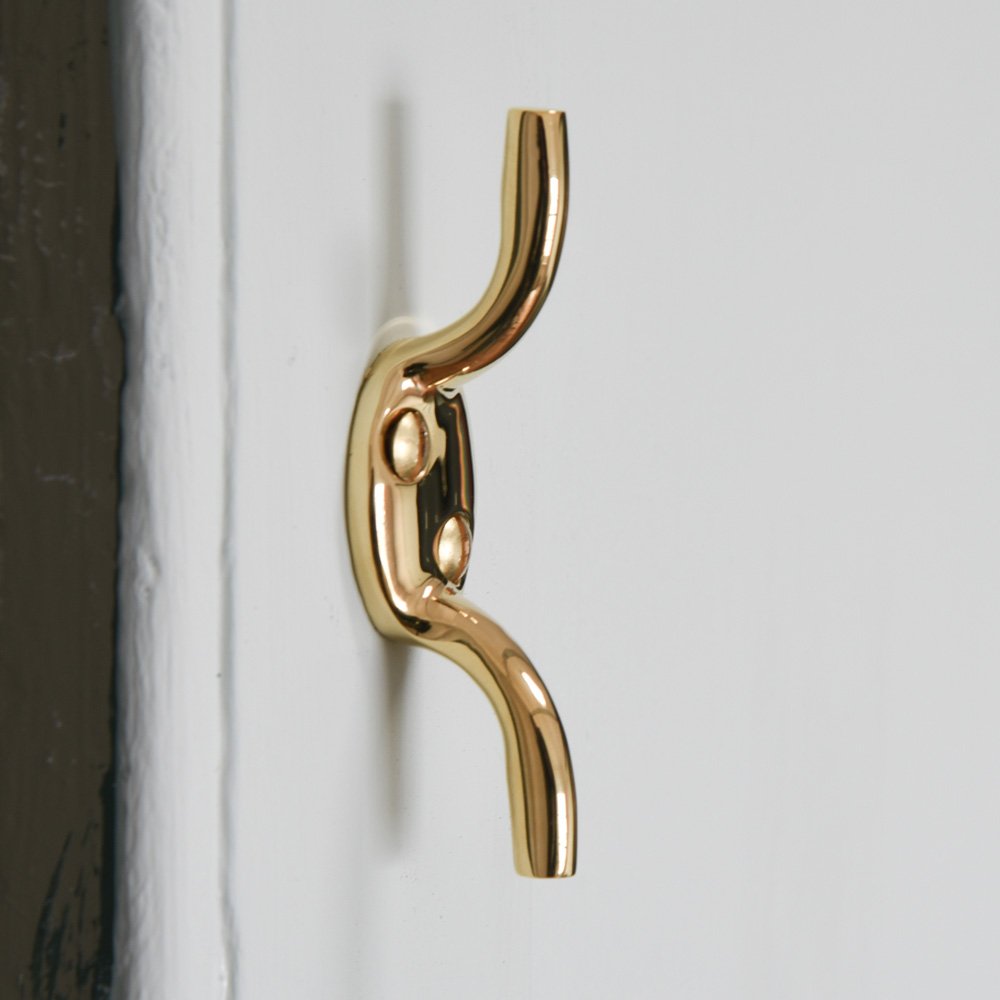 Polished Brass Cleat Hook - Heavy Duty Marine Boat Hooks for Docking, Mooring & Deck Organization - Perfect for Sailboats, Yachts & Waterfront Homes