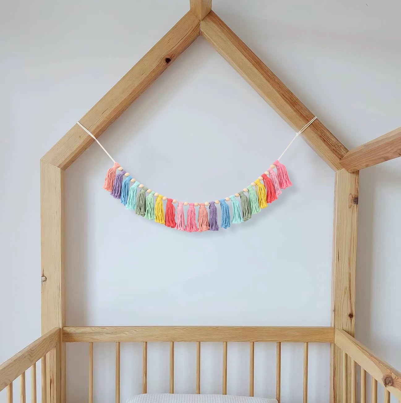 Boho Rainbow Tassel Garland - Wall Hanging Decor for Baby Shower & Party