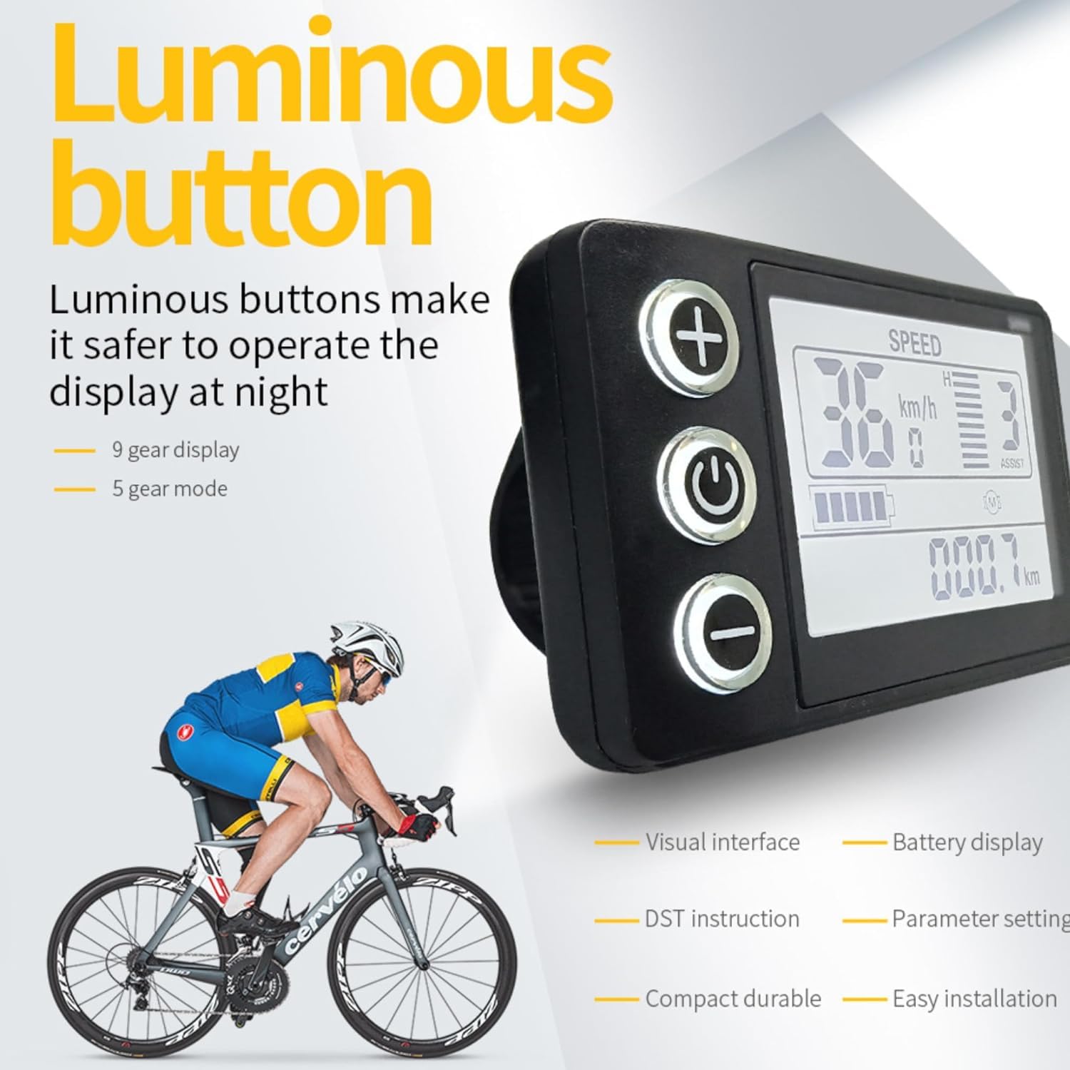 **S866 Universal E-Bike LCD Display Meter - 24V 36V 48V 60V Waterproof Control Panel for Electric Bikes & Scooters - 6 Pin 22.2mm Screen for Commuting, Off-Road & Urban Riding**