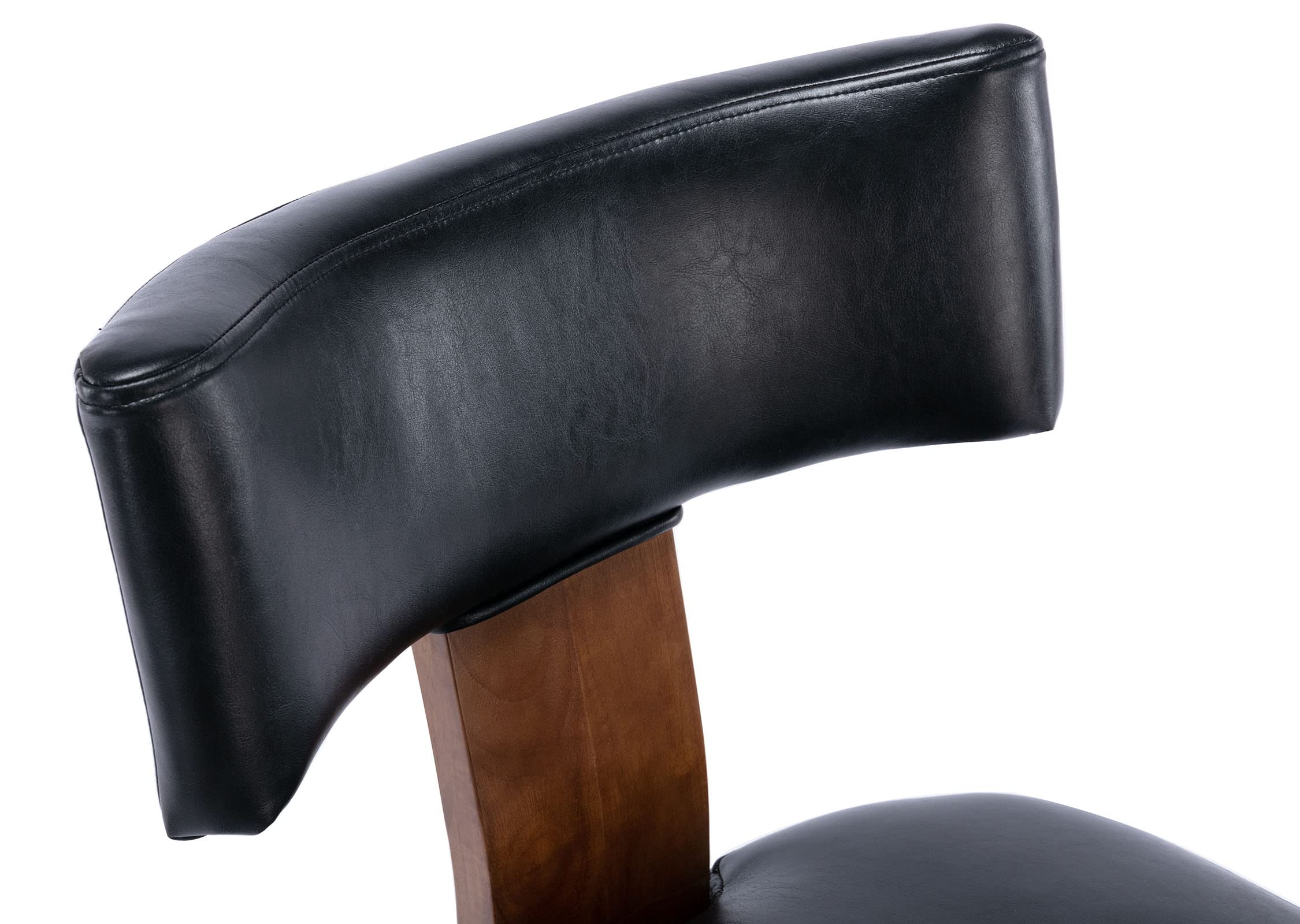VESCASA Mid-Century Modern Dining Chairs Set of 2 - PU Faux Leather Upholstered Seats with Wooden Legs & Curved Open Back - Black Kitchen & Dining Room Chairs for Home, Restaurant, and Office Use