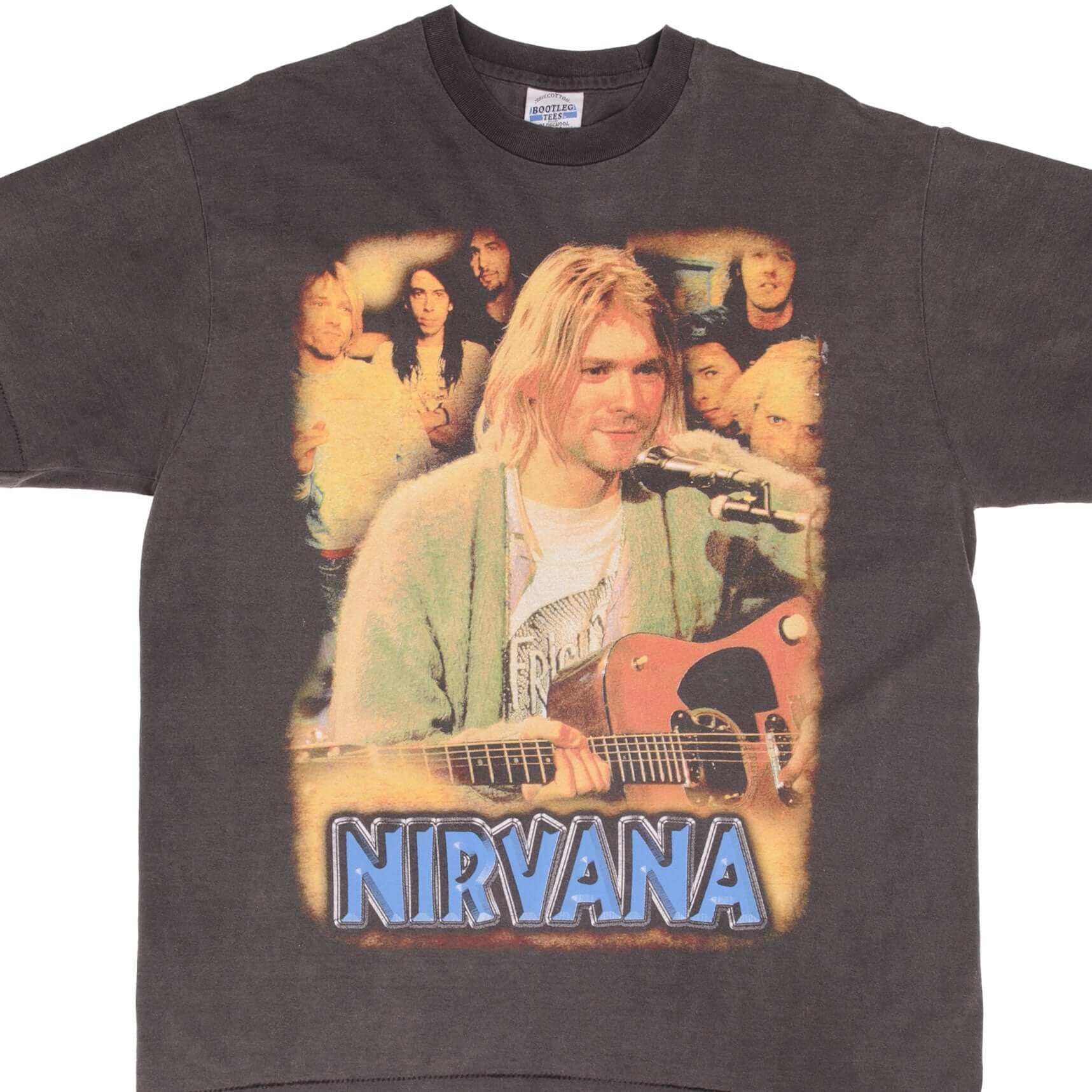 Vintage Bootleg Nirvana Kurt Cobain Tee Shirt - Size XL Single Stitch 90s Grunge Band T-Shirt for Concerts & Casual Wear