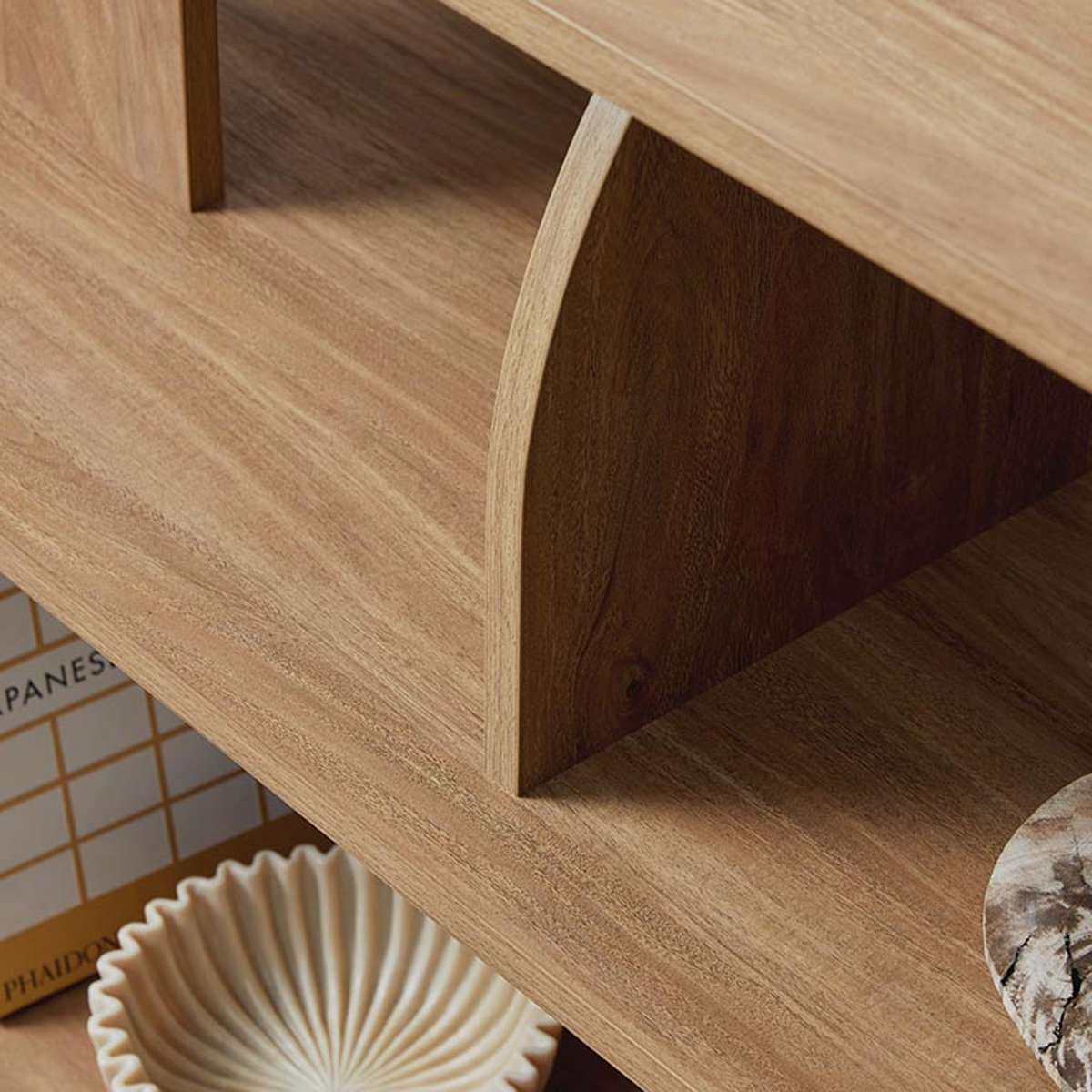 Tove Low Shelf in Pecan Wood - Compact Storage Solution for Small Spaces, Bedrooms & Living Rooms