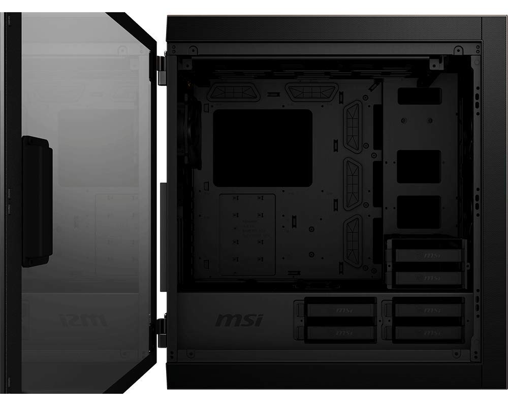 MSI MPG SEKIRA 500G Full Tower Gaming PC Case - Black & Gold, 2x200mm + 1x120mm RGB Fans, USB Type-C, Tempered Glass Side Panel - Supports E-ATX/ATX/mATX/mini-ITX Motherboards | Perfect for High-End Gaming Rigs & Custom PC Builds