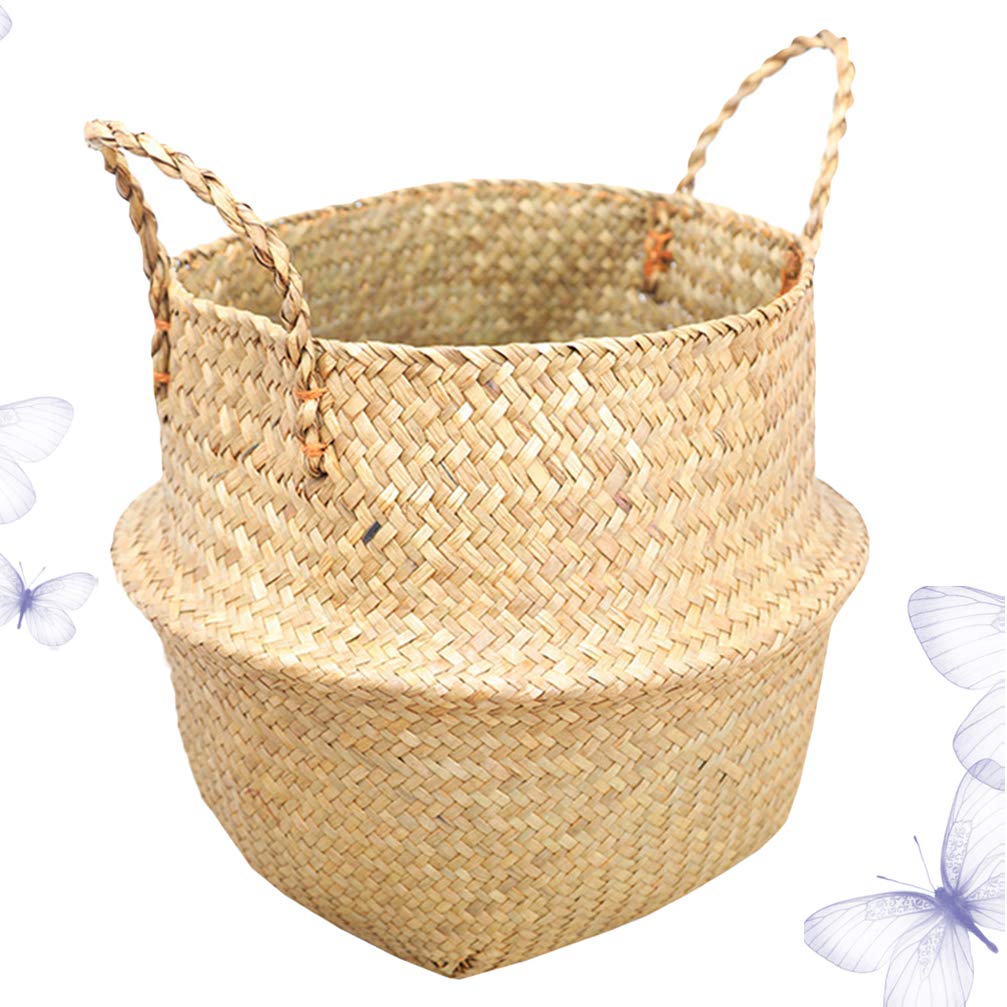 Handwoven Bamboo Storage Basket - Decorative Laundry Basket, Toy Organizer, Planter & Beach Bag | Portable & Multipurpose for Home, Garden & Travel