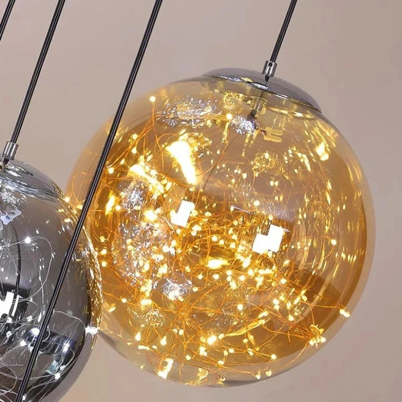 Modern Ayla Bubble Art Chandelier - Contemporary Stairwell Lighting Fixture for Home & Hotel Decor | Perfect for Entryway, Living Room & Staircase Lighting
