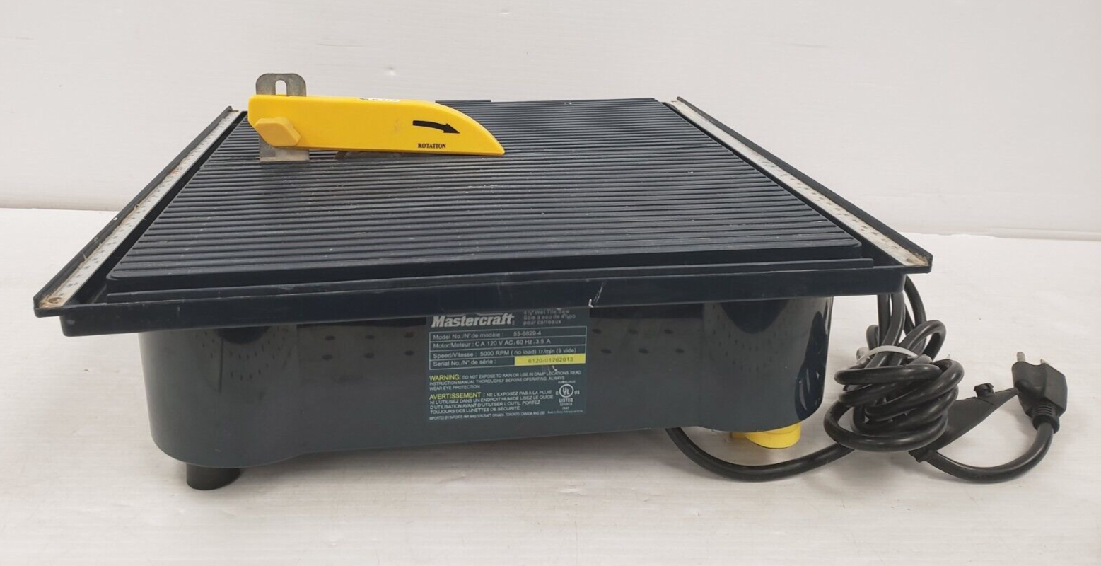 Mastercraft 55 6829 4 Tile Saw - Professional Wet Tile Cutter for Ceramic, Porcelain & Stone - Perfect for DIY Home Renovation & Professional Tiling Projects