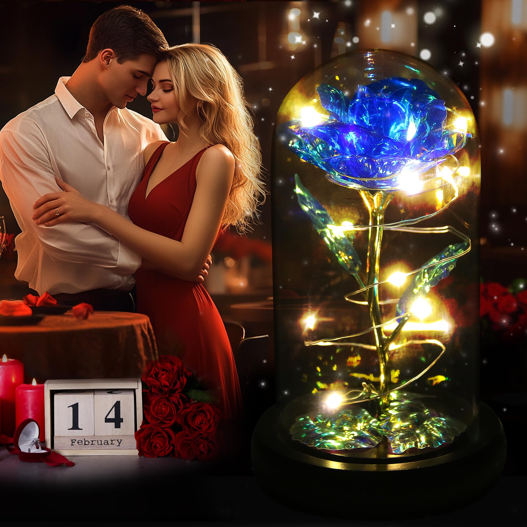 Light Up Rose in Glass Dome - Elegant Birthday, Mother's Day, Anniversary & Valentine's Gift for Women, Mom, Wife, Grandma | Romantic Home Decor & Special Occasion Present