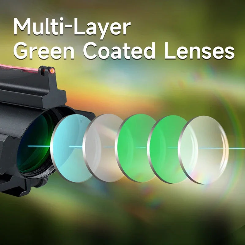 4x32 ACOG Tri-Illuminated Cross Scope - Adjustable Tactical Rifle Scope with Red Fiber Optic Sight for Hunting | Fits 20mm Rail | Perfect for Tactical Shooting, Hunting & Outdoor Adventures