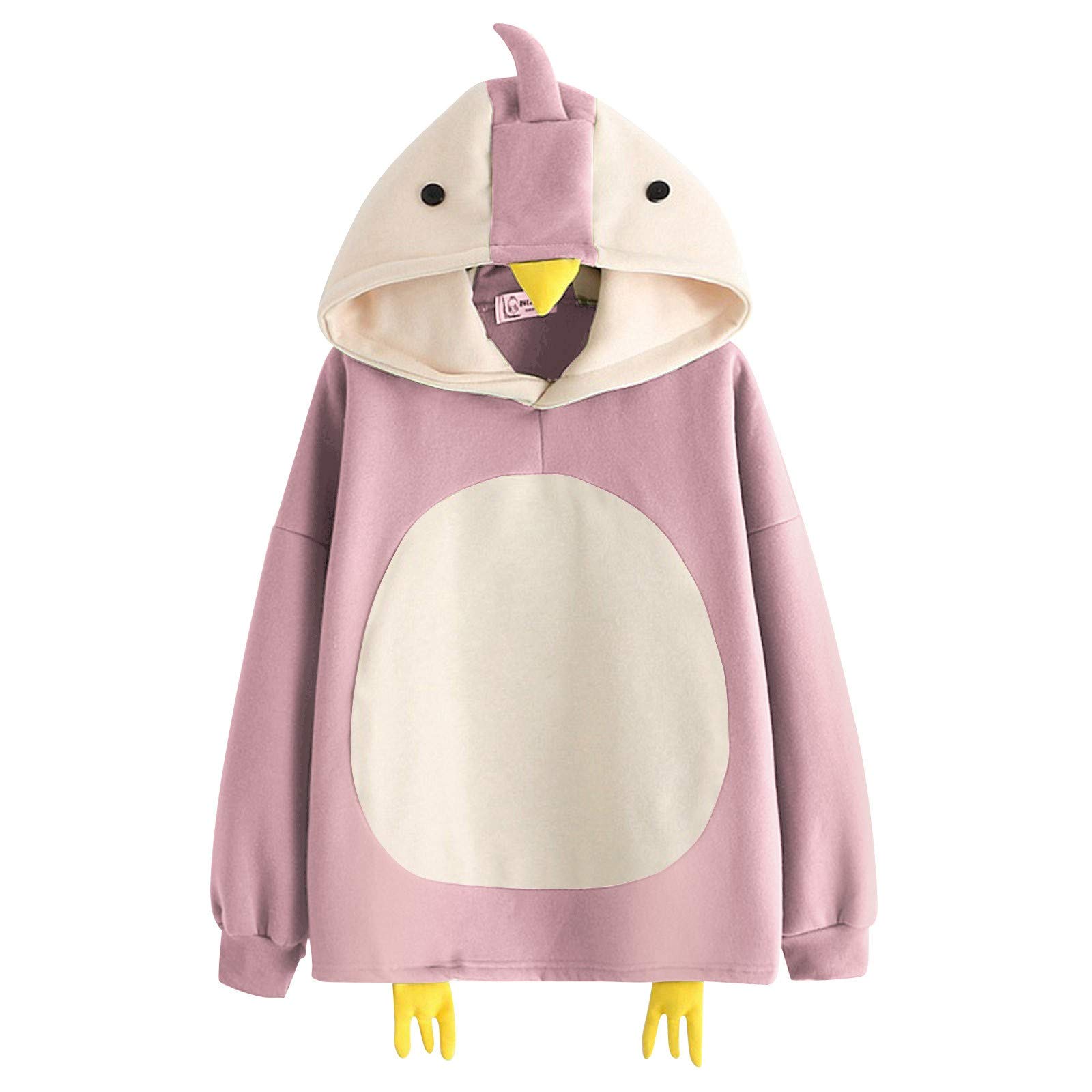 Lykmera Women's Cute Cartoon Dinosaur Hoodie - Patchwork Long Sleeve Sweatshirt for Teen Girls | Casual Outfit, Streetwear Fashion, School Wear, Weekend Comfort