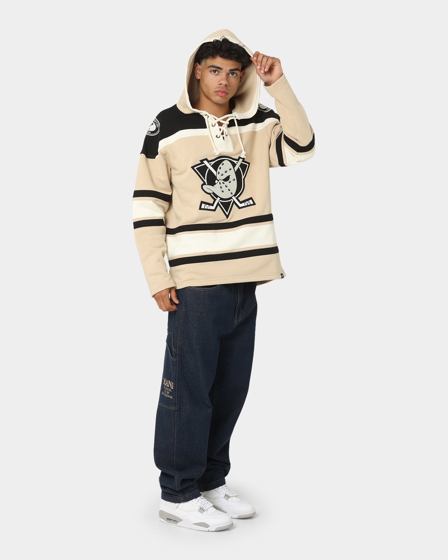 47 Brand Anaheim Ducks Superior Lacer Hoodie - Men's Khaki Pullover Sweatshirt for Casual Wear & Sports Fan Outfits