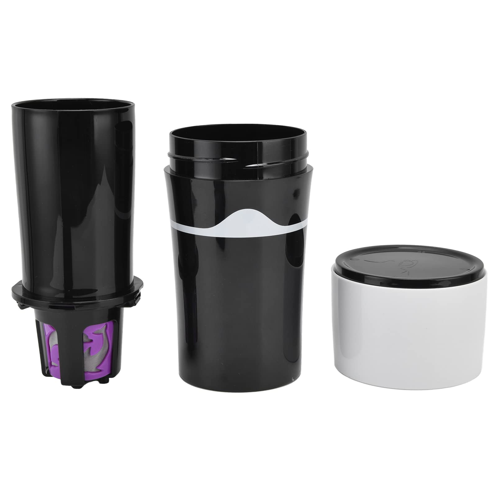 Portable Drip Coffee Maker for Travel - Reusable K Cup Compatible Coffee Machine with Capsules, Lightweight Camping Coffee Brewer for Outdoor, Office & Home Use (Black & White)