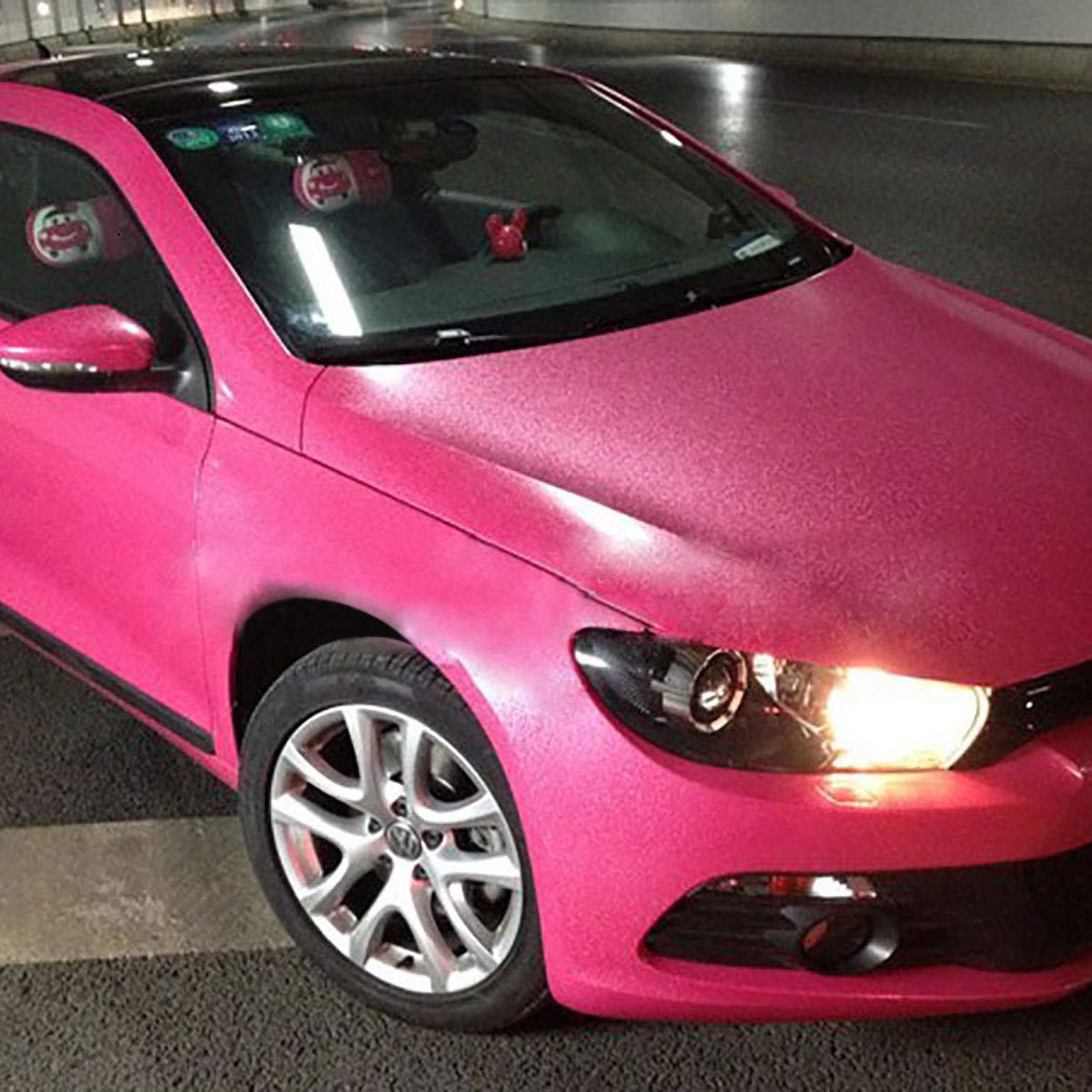 Premium High Gloss Glitter Vinyl Wrap Film for Cars - Bubble-Free Diamond Pearl Auto Vinyl Sticker - Pink (23.6