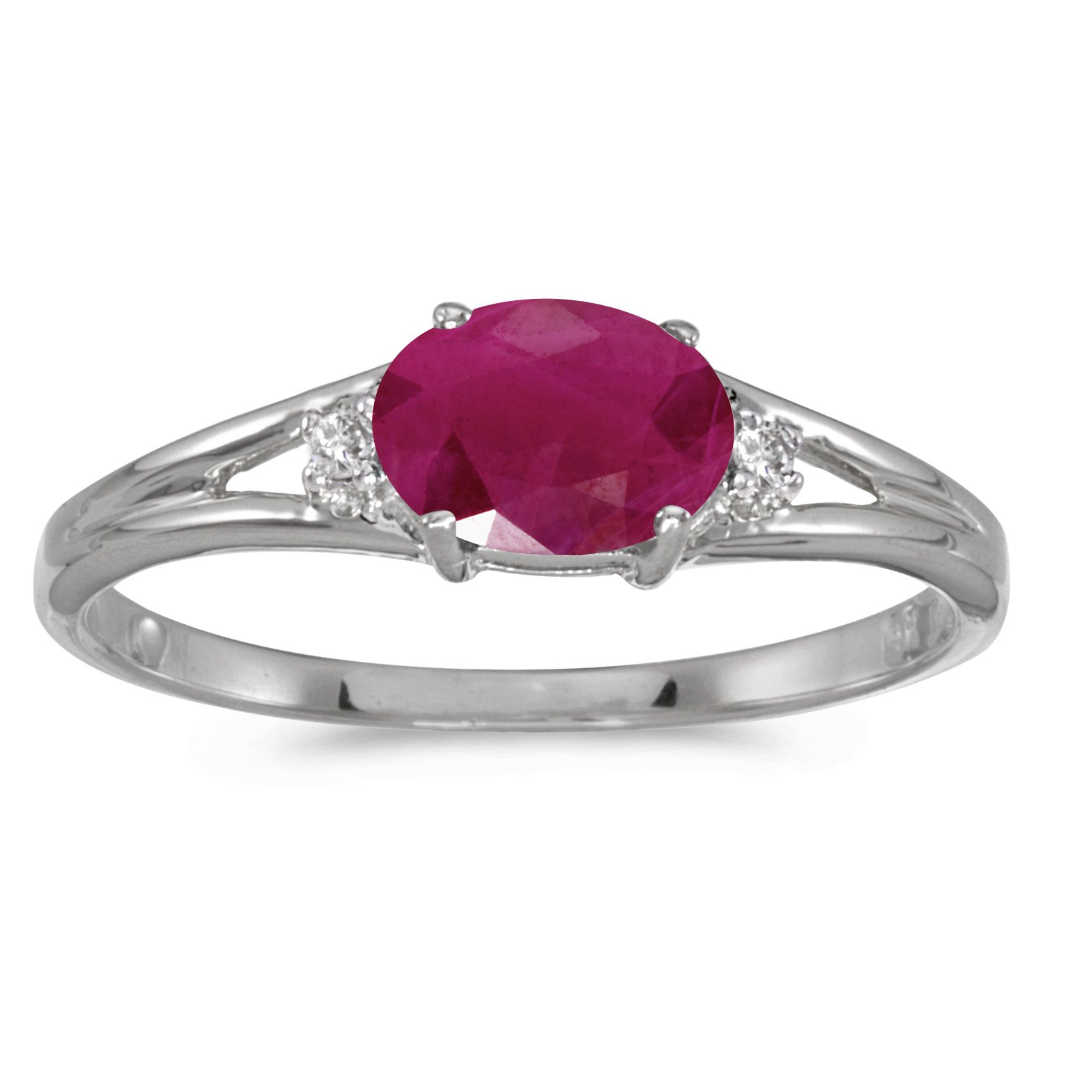 14K White Gold Oval Ruby and Diamond Ring for Women - Elegant Engagement, Wedding, Anniversary Gift - Perfect for Special Occasions