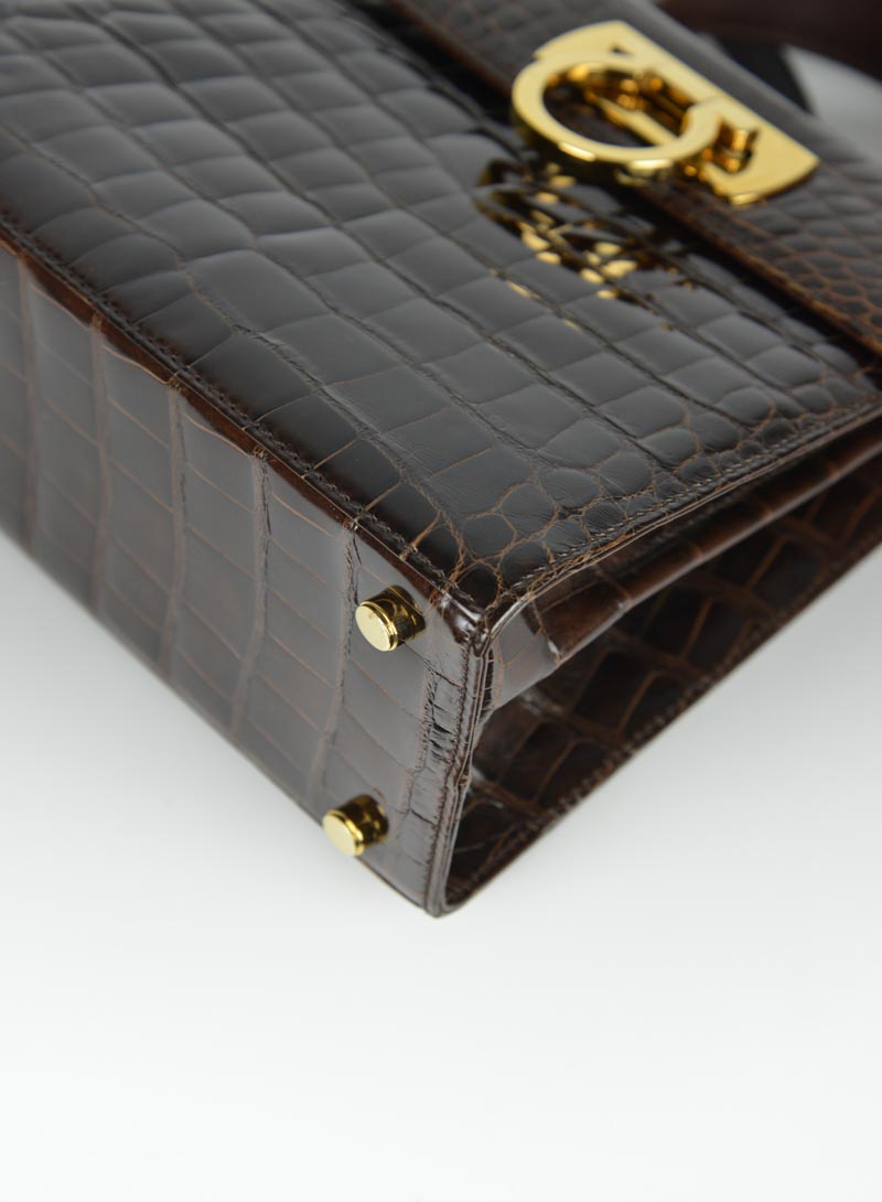 Ferragamo Brown Coco Leather Iconic Bag - Luxury Handbag for Women, Perfect for Office, Parties & Everyday Use