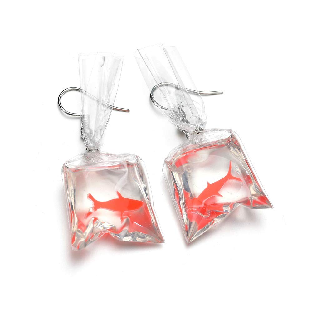 Anti-Allergy Resin Starfish & Goldfish Flower Bag Earrings for Women - Colorful Water Pouch Jewelry, Funny & Graceful Dangle Earrings for Beach Parties, Summer Outfits & Gift Giving