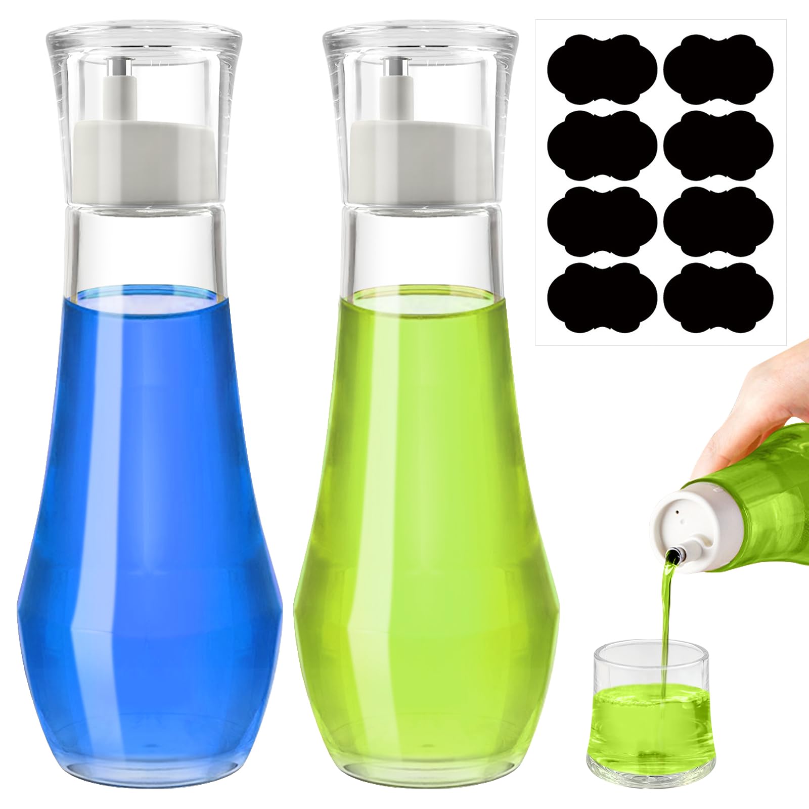 2 Pack 8.8OZ Clear Glass Mouthwash Dispenser with Lid Cup - Refillable Bathroom Countertop Organizer for Mouthwash, Rinse Cup & Dental Care Essentials | Perfect for Vanity, Sink, or Medicine Cabinet Storage