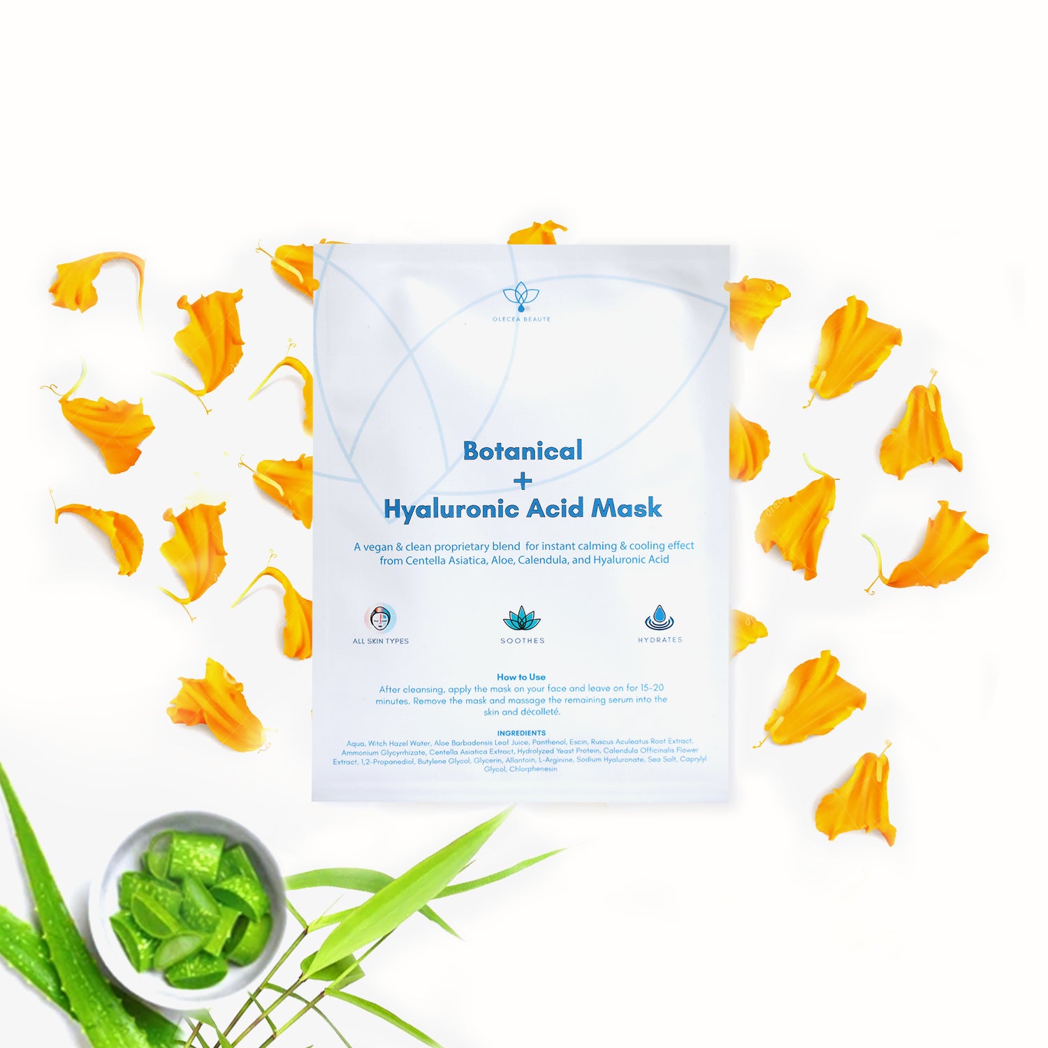 Botanical Hyaluronic Acid Face Mask - Hydrating & Nourishing Sheet Mask for Glowing Skin | Perfect for Daily Skincare & Spa Nights