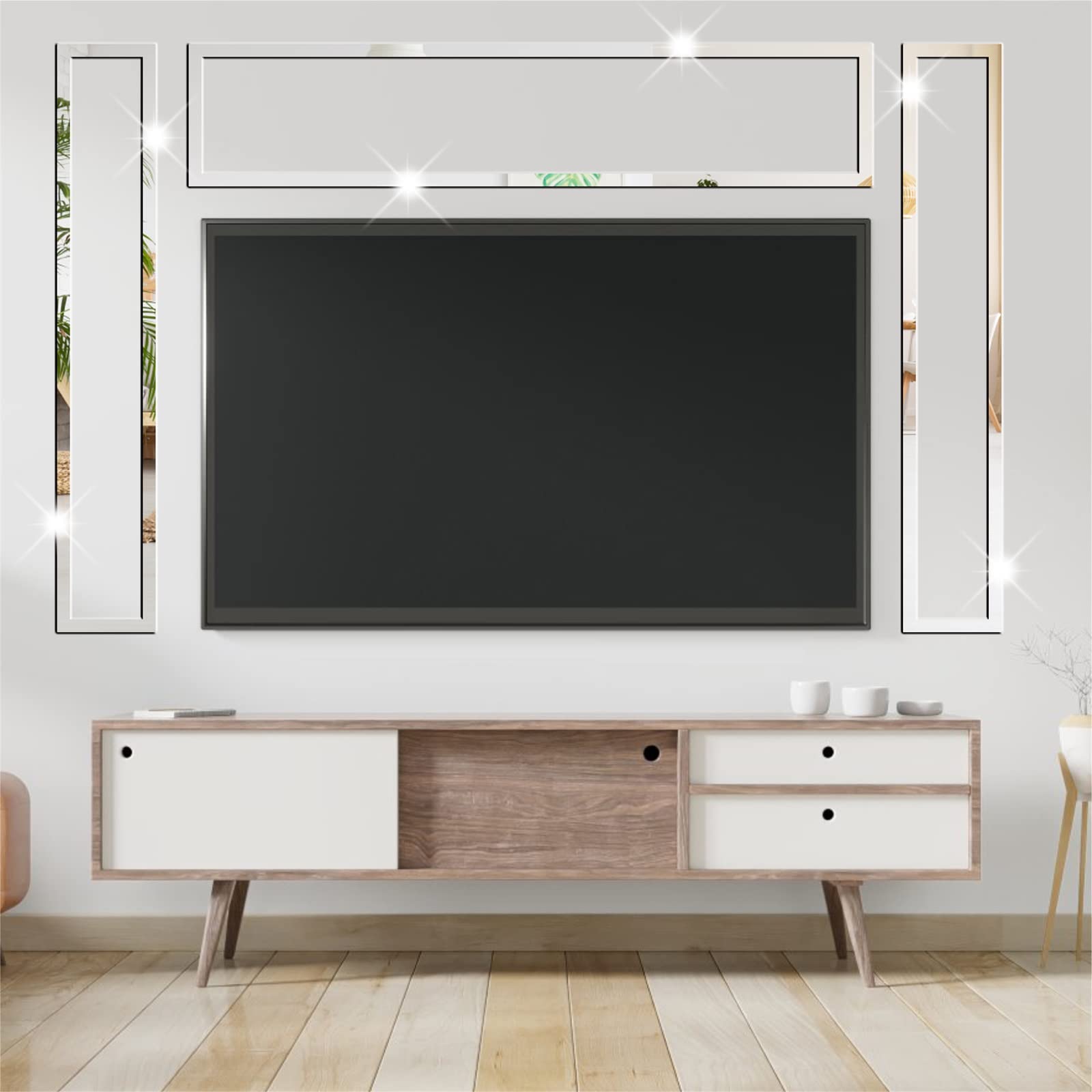 3D Striped Acrylic Mirror Wall Stickers - Peel & Stick Removable Geometric Mirror Decals for Living Room, Bedroom, Bathroom & Office Decor | Modern Wall Art for Home & Commercial Spaces