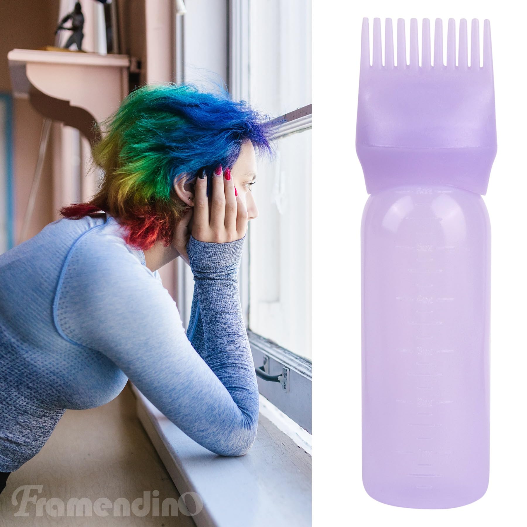 4 Pack Purple Root Touch Up Hair Dye Applicator Bottles with Brush & Graduated Scale - Perfect for At-Home Hair Coloring & Salon Use