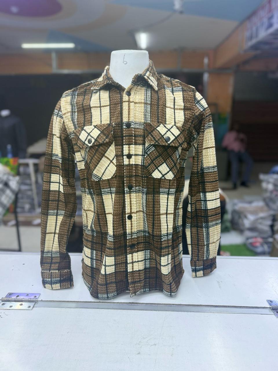 Stylish Men's Textured Checkered Long Sleeve Button Down Shirt - Casual Office Wear & Fall Fashion Essential