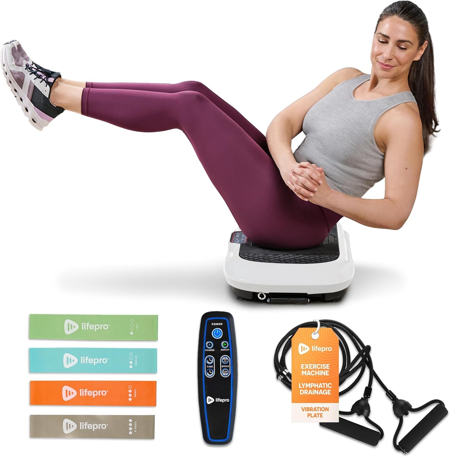 Lifepro Waver Vibration Plate Exercise Machine - High-Intensity Whole Body Vibration Platform with Resistance Bands for Muscle Activation, Strength Training & Weight Loss | Home Gym Equipment for Toning, Cellulite Reduction & Recovery Workouts