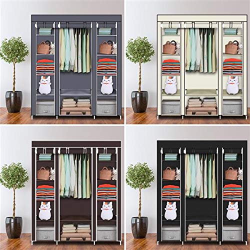 Portable Clothes Closet Organizer - Foldable Wardrobe with 9 Storage Shelves & Non-Woven Fabric Cover | Space-Saving Closet Solution for Dorm, Apartment, Travel & Home Organization
