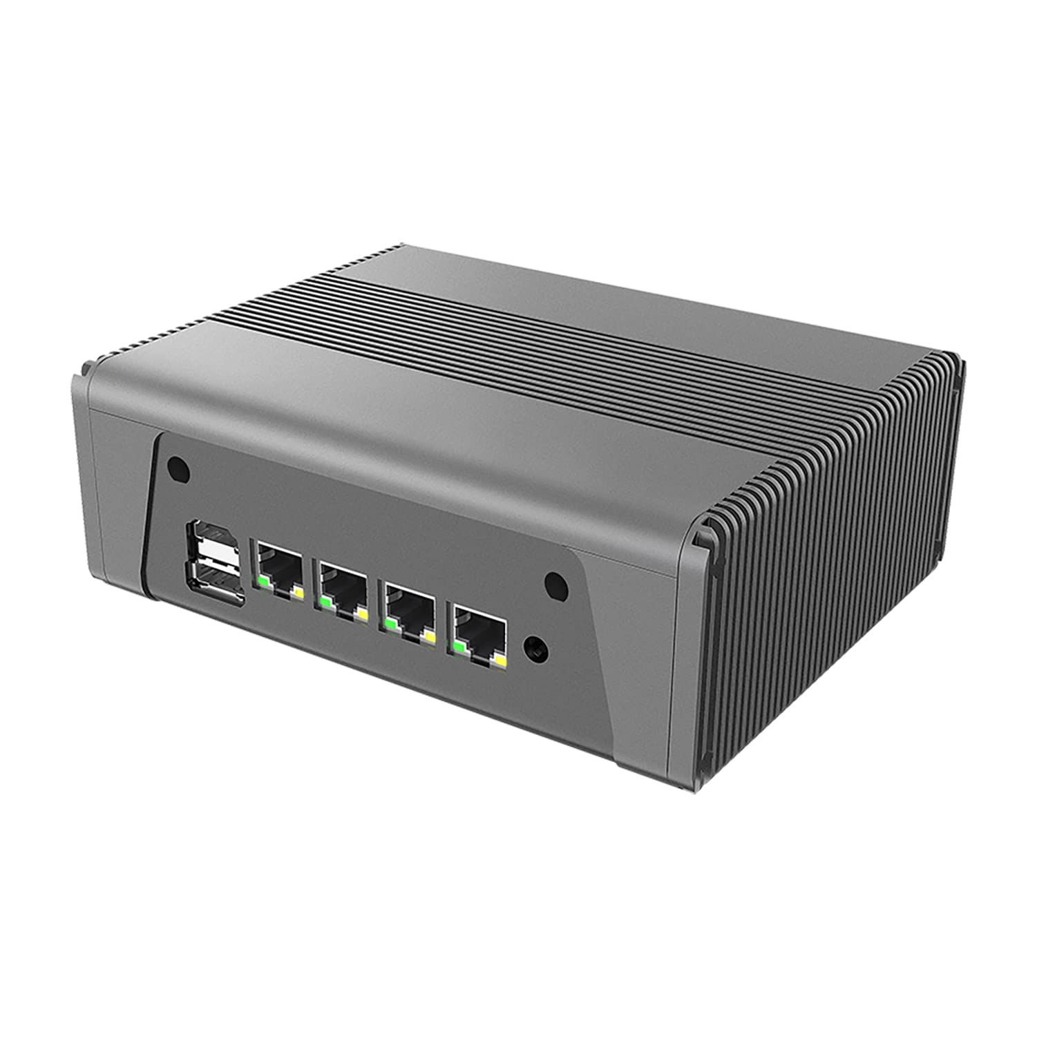 HUNSN Mini Firewall PC - AMD Ryzen 5 5500U, 16GB RAM, 128GB SSD, 4x Intel 2.5GbE LAN, Mikrotik/OPNsense VPN Router - Compact Network Appliance for Home Office & Small Business Security