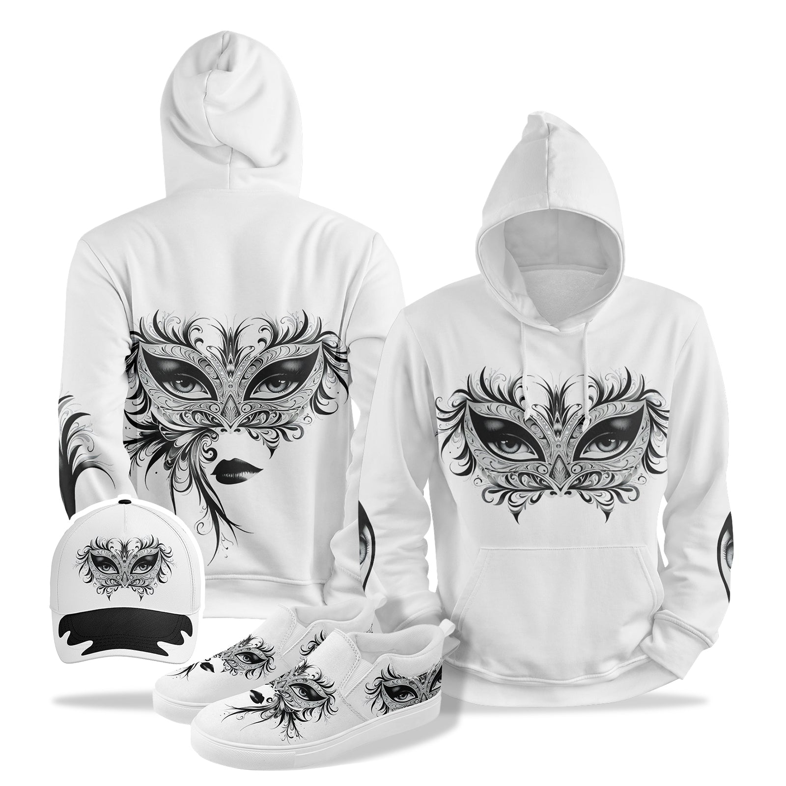 Custom Hoodie, Hat & Shoes Combo - Personalized Matching Outfit Set for Men & Women | Perfect for Couples, Family Matching & Group Events (Style E027001)