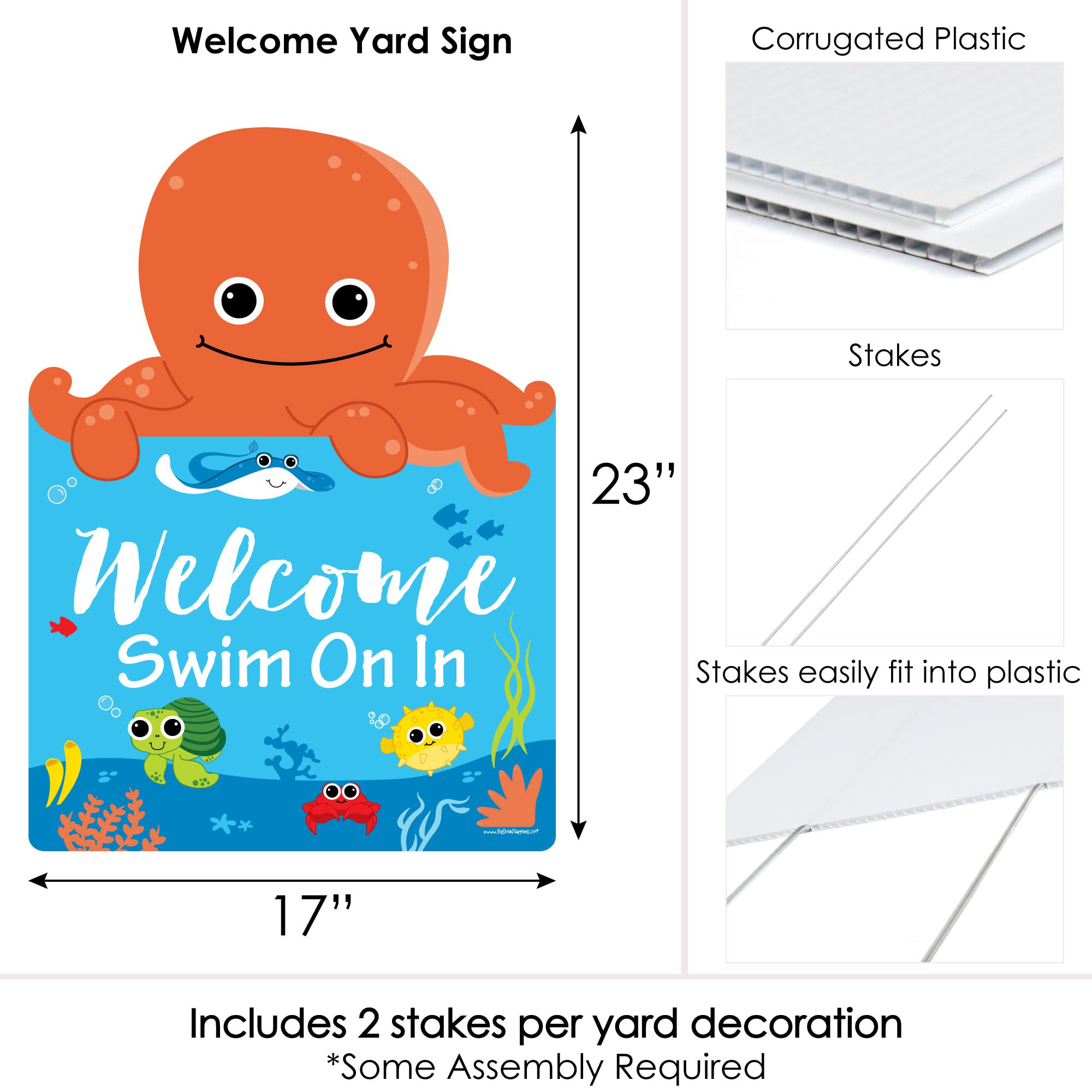 Under the Sea Critters Party Decorations - Big Dot of Happiness Birthday & Baby Shower Welcome Yard Sign - Perfect for Ocean Theme Parties, Kids Events & Nursery Decor