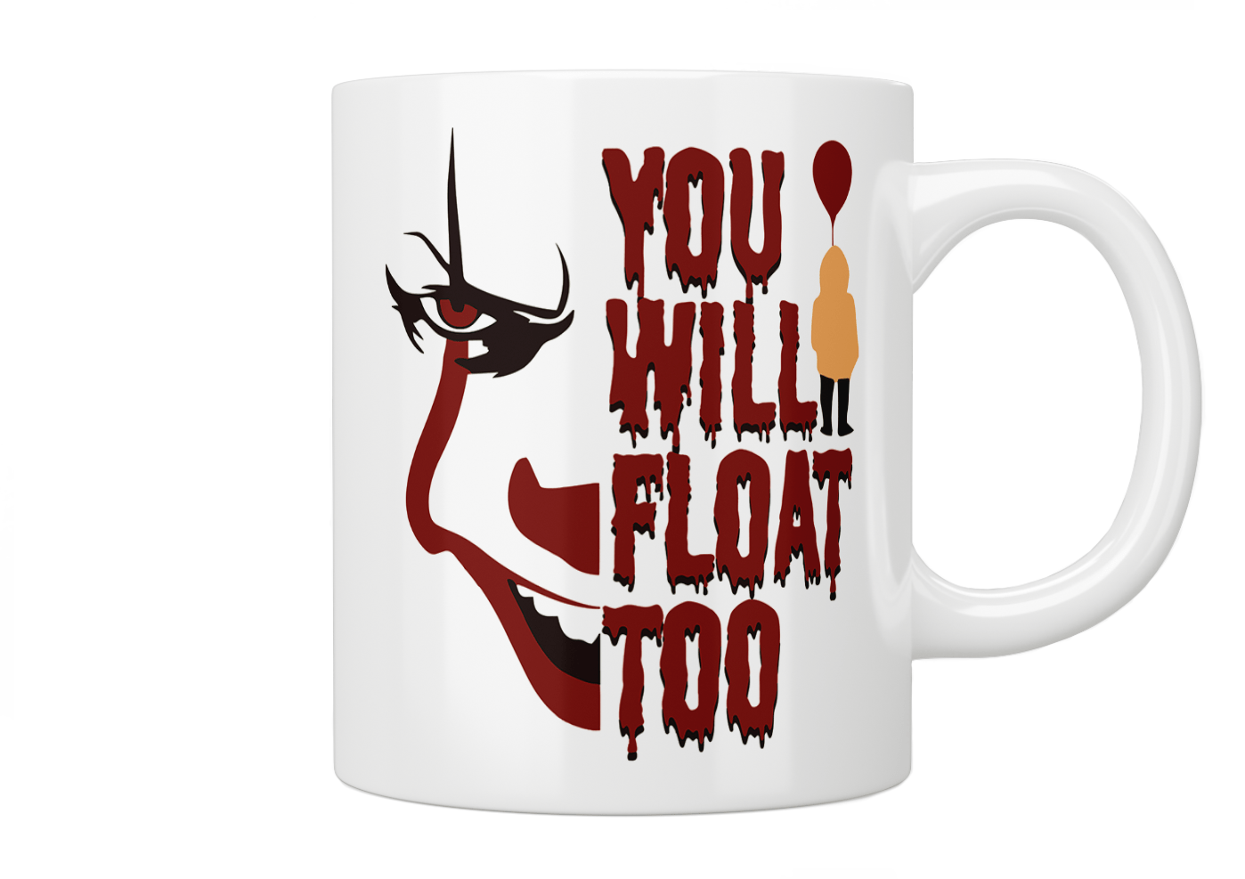 Pennywise You Will Float Too - Horror Movie T-Shirt for Halloween, Cosplay & Stephen King Fans - Scary Clown Costume & IT Fan Merchandise