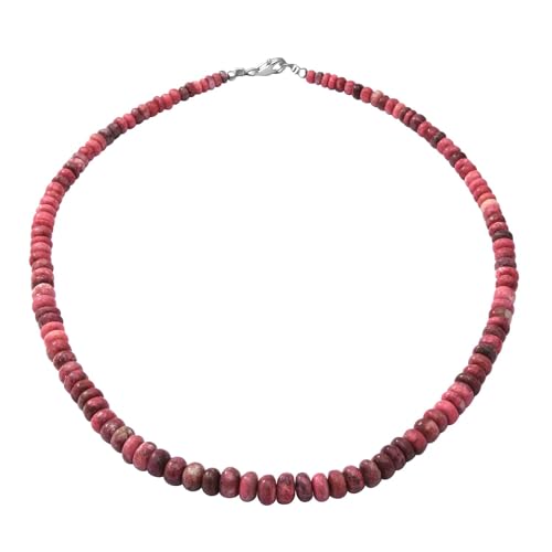 925 Sterling Silver Rhodium Plated Thulite Necklace for Women - 18