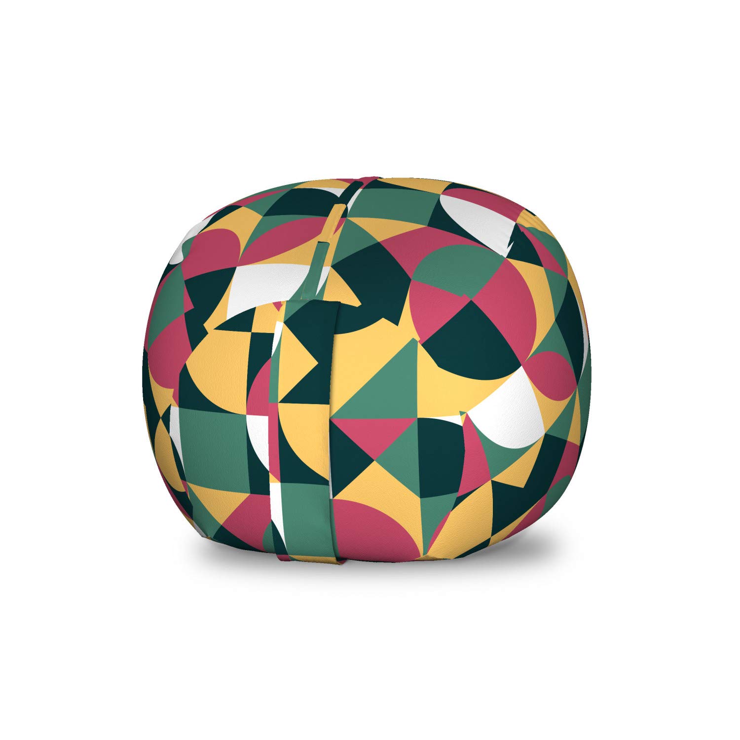 Ambesonne Geometric Storage Toy Bag Chair - Colorful Circles & Triangles Pattern, Washable Stuffed Animal Organizer for Kids, Small Multicolor Ottoman - Perfect for Nursery, Playroom & Bedroom Organization