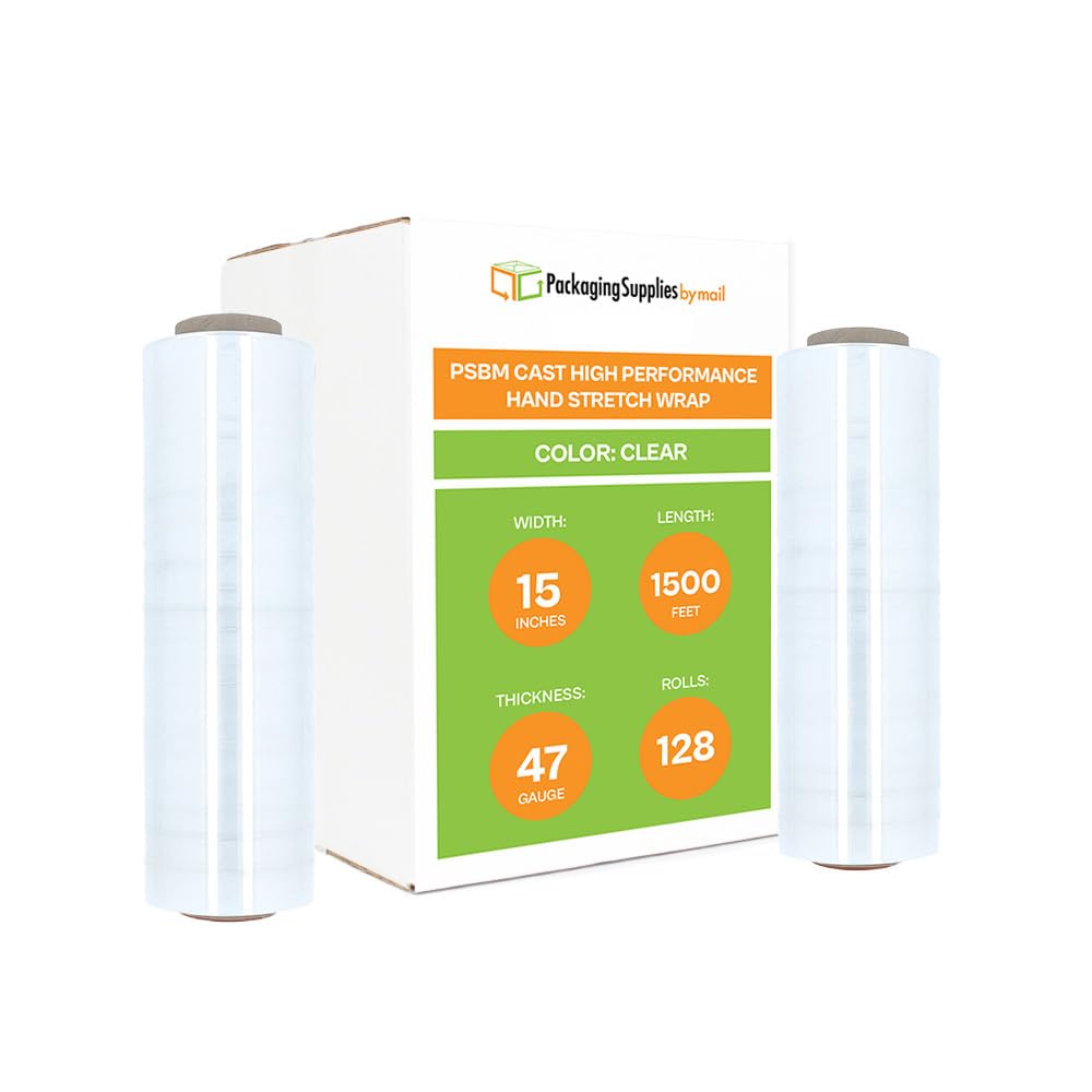 Premium Cast Hand Down Gauge Stretch Wrap Plastic Film - 15