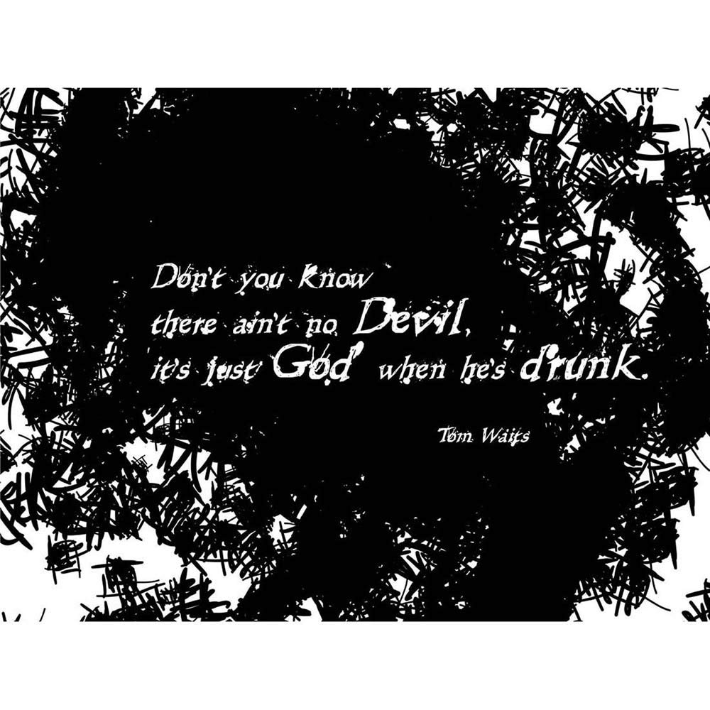 Tom Waits God's Away on Business Quote Wall Art Print - Unframed Music Poster for Home, Bar & Office Decor - Vintage Rock Decor for Fans & Music Lovers
