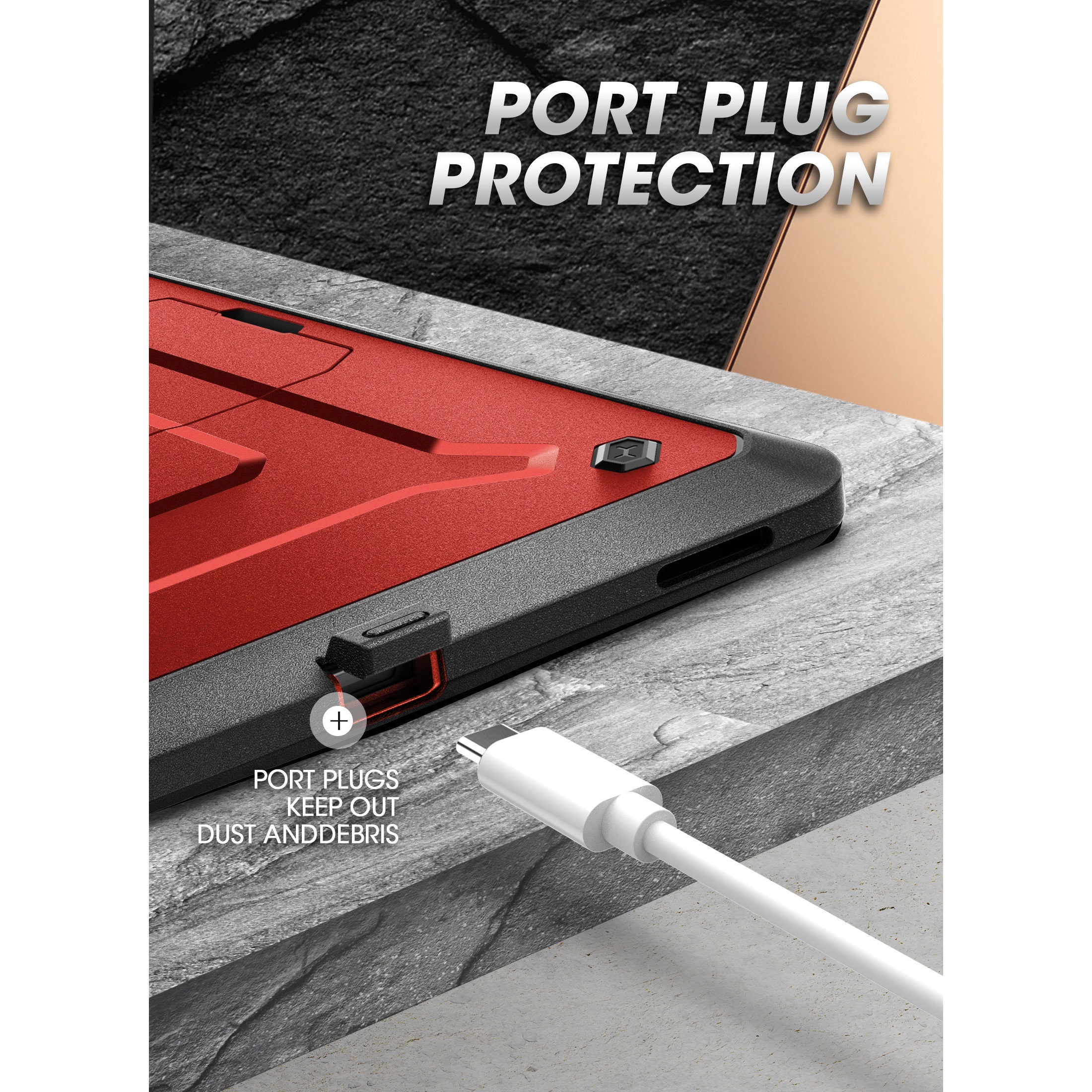 Samsung Galaxy Tab S8 Ultra (2022) Unicorn Beetle Pro Series Rugged Protective Case - Shockproof & Military Grade Drop Protection - Metallic Red - Perfect for Construction, Outdoor Work & Extreme Sports