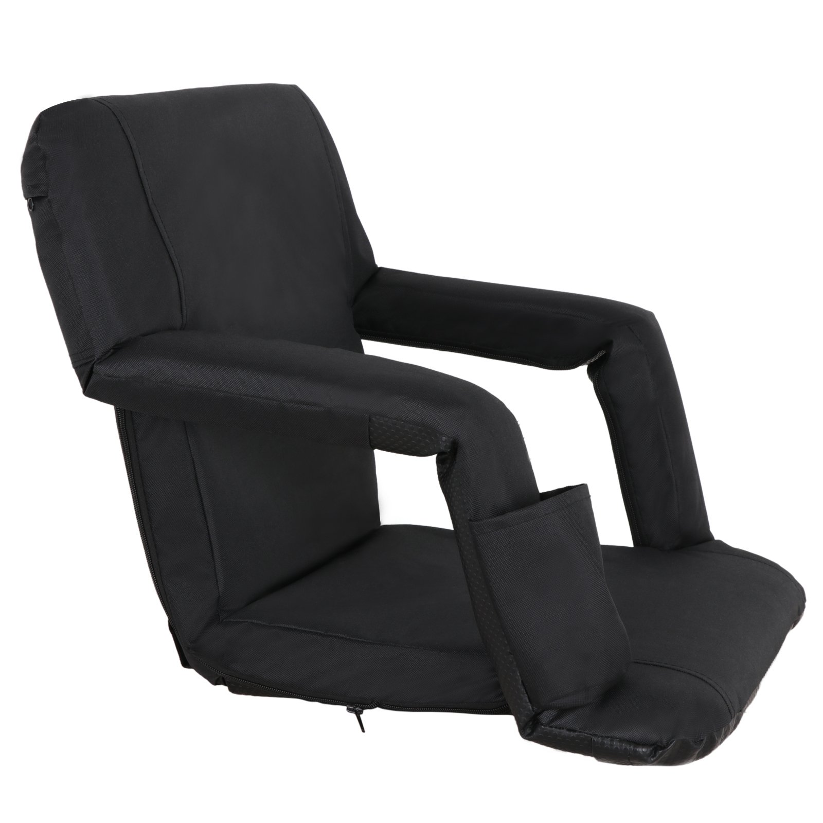 Smartxchoices 2 Pack Stadium Seat Chair - 5 Adjustable Reclining Positions, Padded Back Support & Armrests with Storage Pocket - Portable Folding Bleacher Seats with Shoulder Straps - Perfect for Sports Games, Concerts & Outdoor Events (PVC Material)