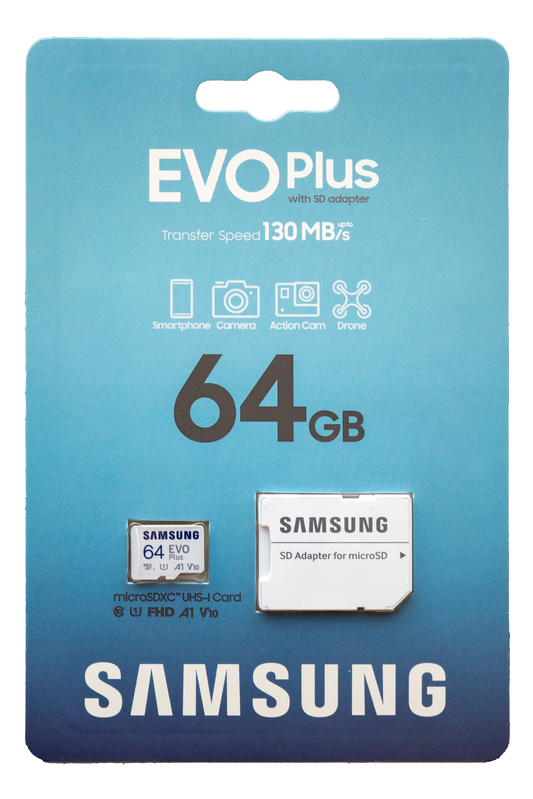 Samsung 64GB Evo Plus MicroSDXC UHS-I Class 10 Memory Card (10-Pack Bundle) - High Speed Storage for Smartphones, Tablets, Action Cameras - Includes Micro SD Card Reader - Perfect for 4K Video Recording, Mobile Gaming & Data Backup (MB-MC64KA)